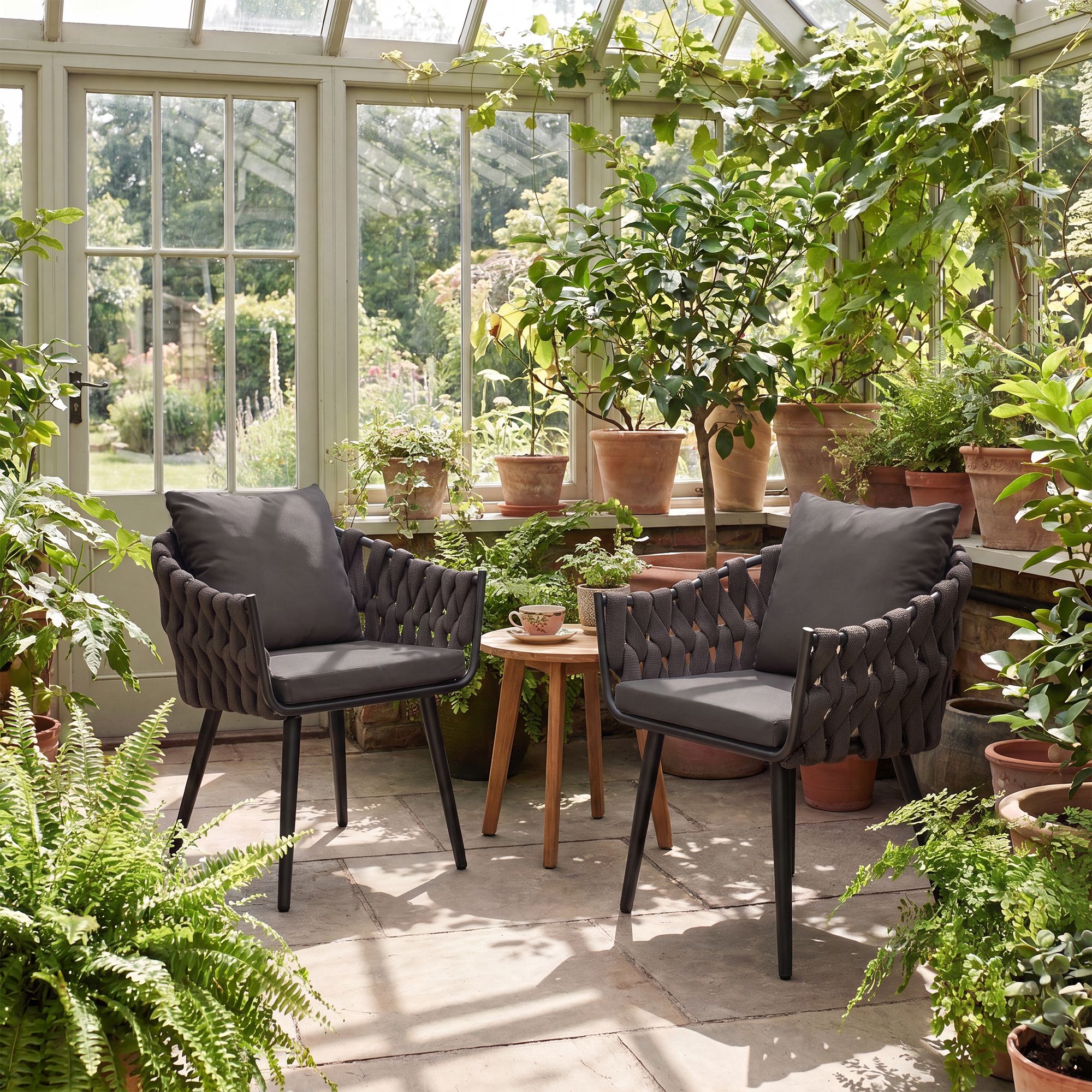 Fauteuil de jardin Naxos taupe avec coussin d'assise