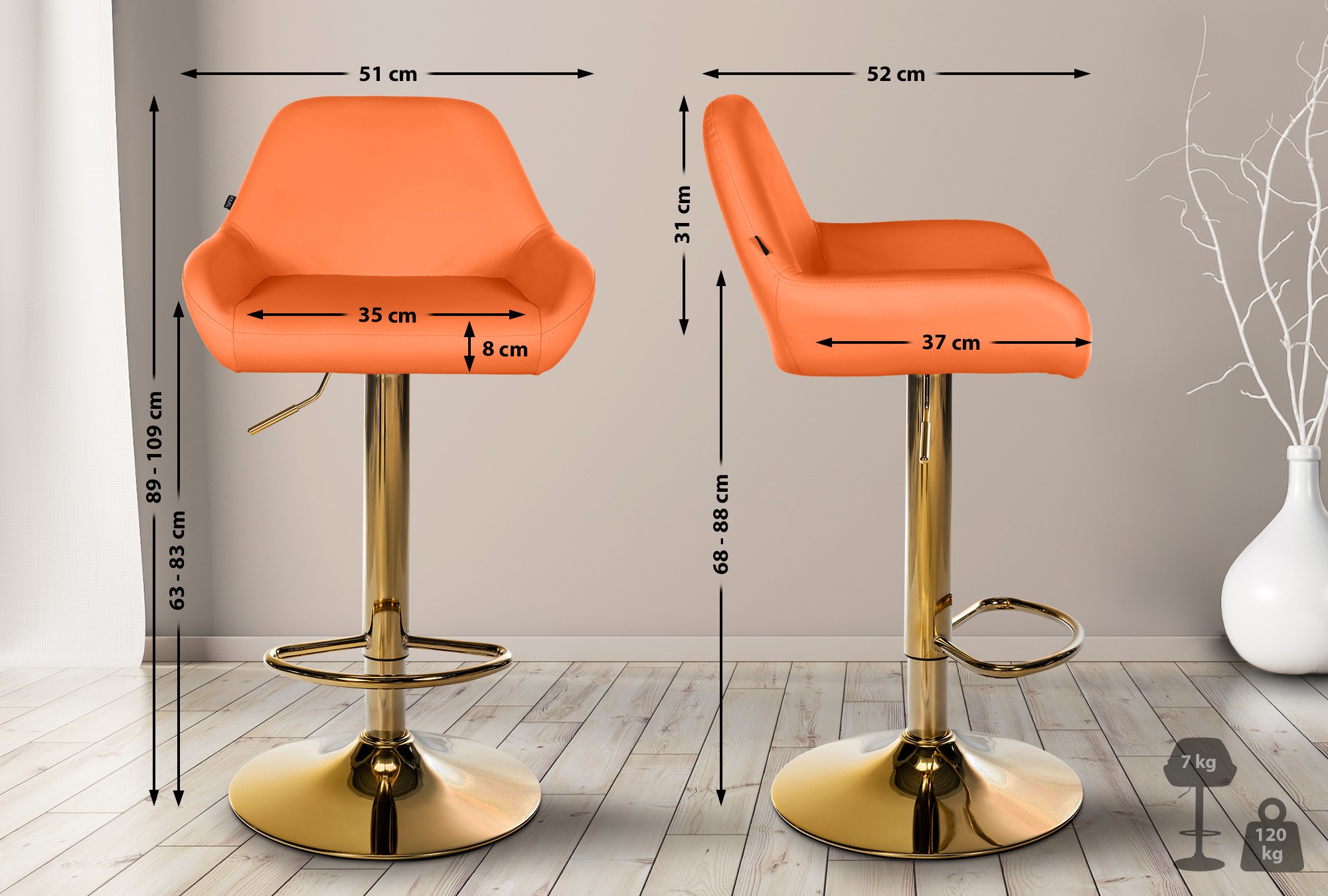 Tabouret de bar Braga Gold similicuir