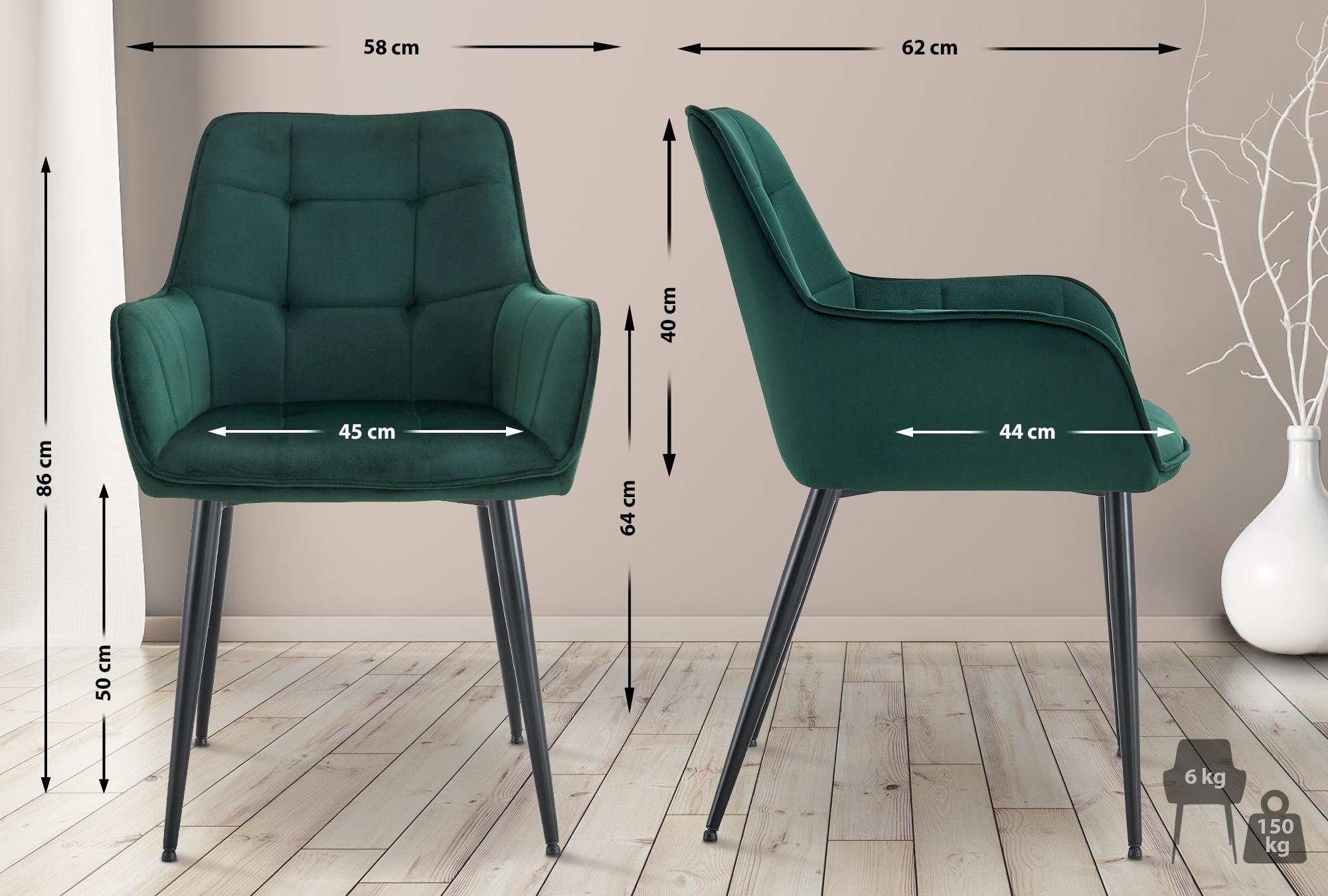 Chaise de salle à manger Ferndale revêtement en velours