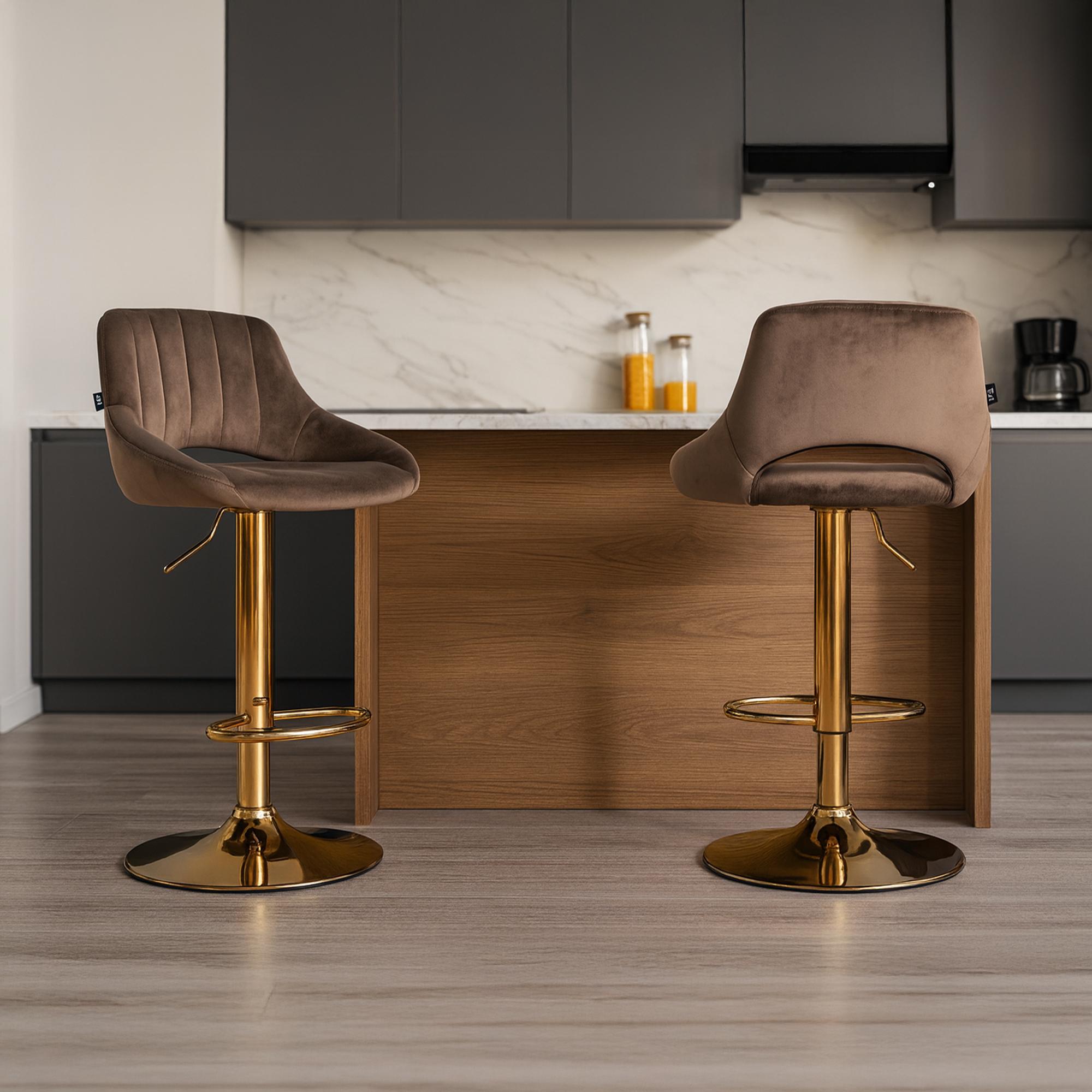 Lot de 2 tabourets de bar Milet en velours
