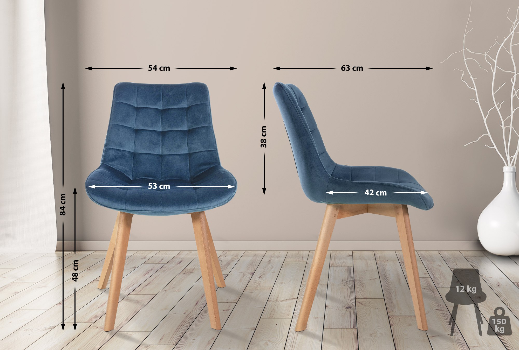 Lot de 2 chaises Brook velours