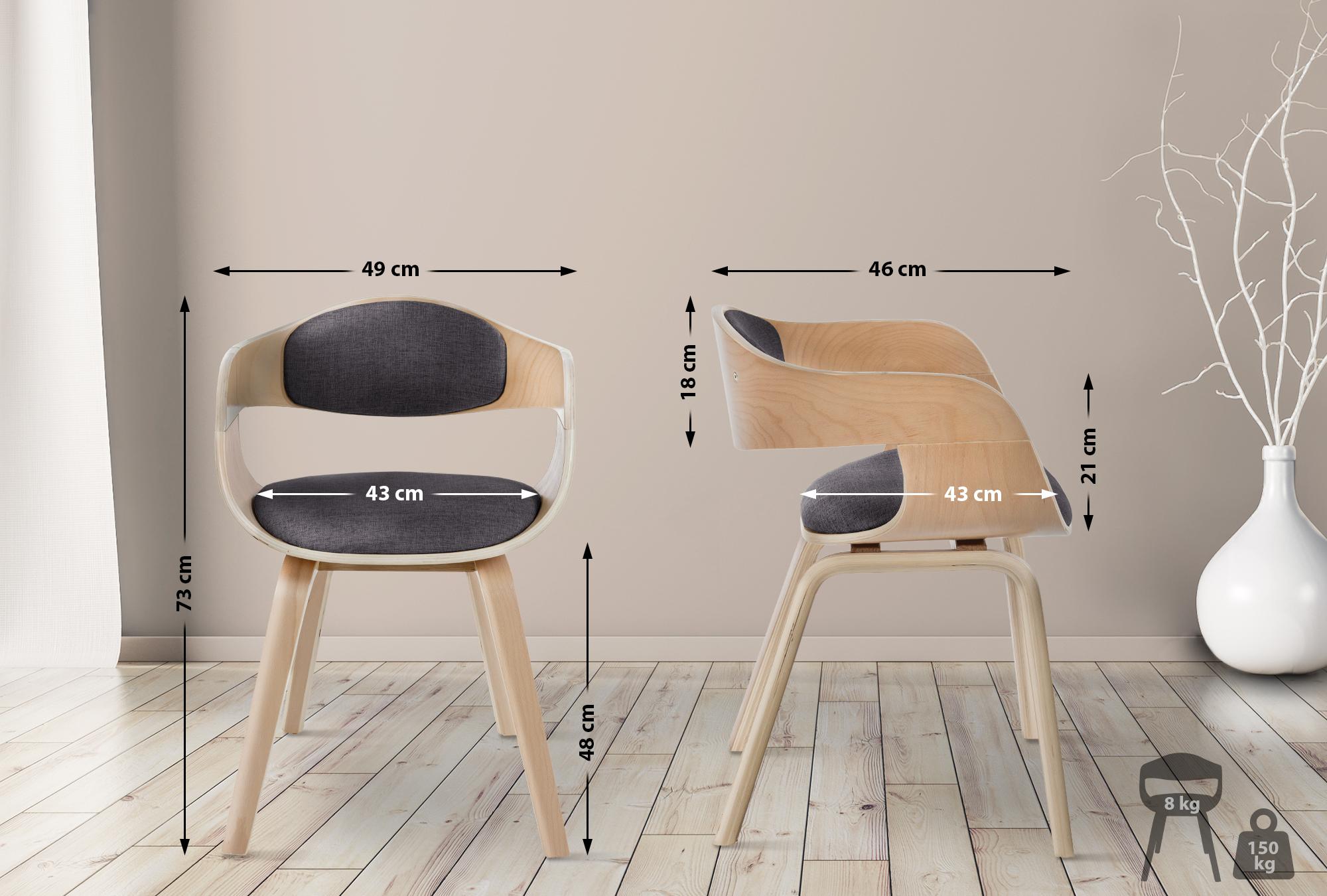 Lot de 2 chaises de salle à manger Kingston en Tissu