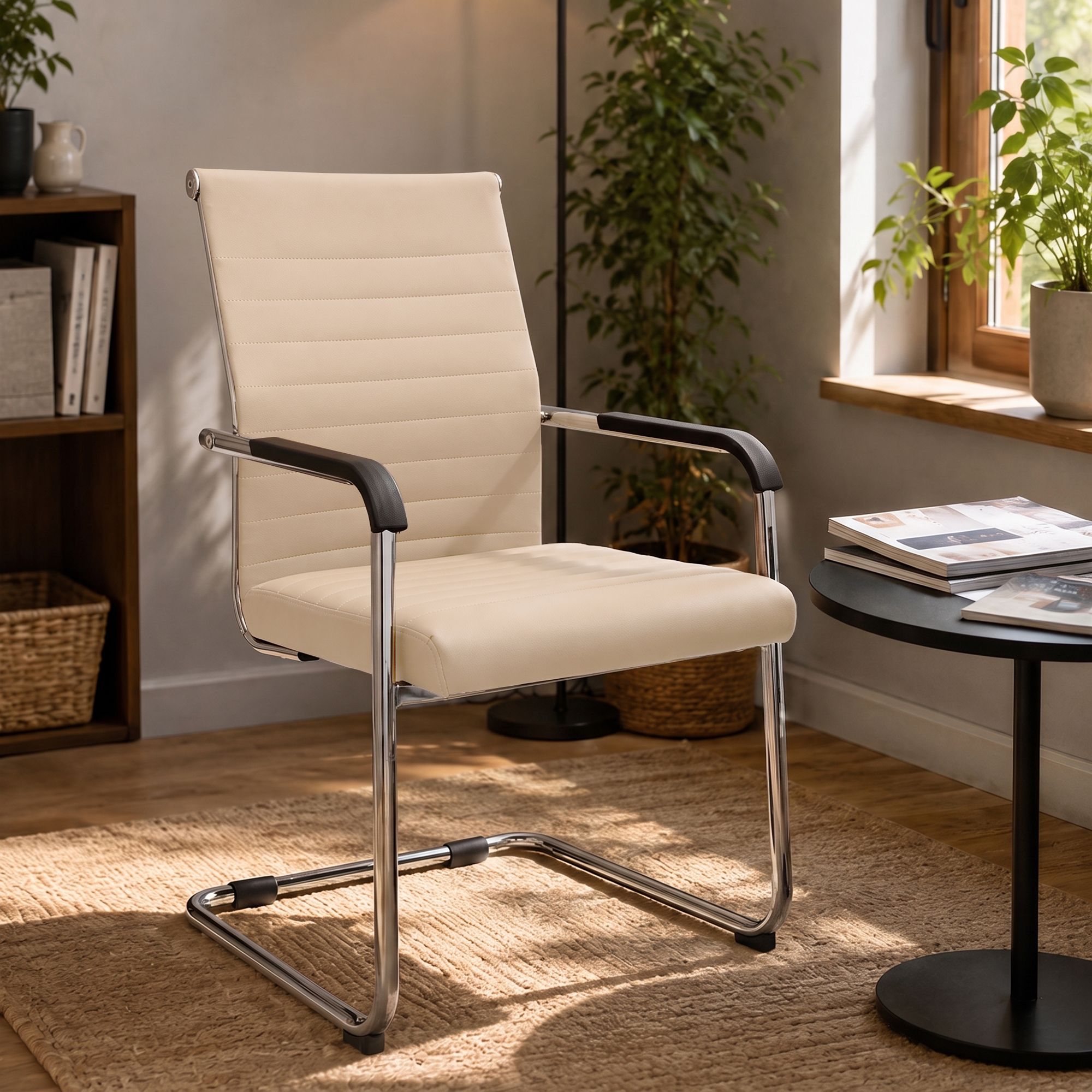 Lot de 2 chaises cantilever Hakon, aspect cuir