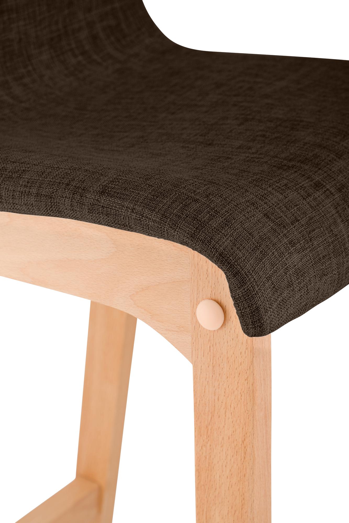 Lot de 2 tabourets de bar Hover en tissu, piètement à quatre pieds en bois naturel
