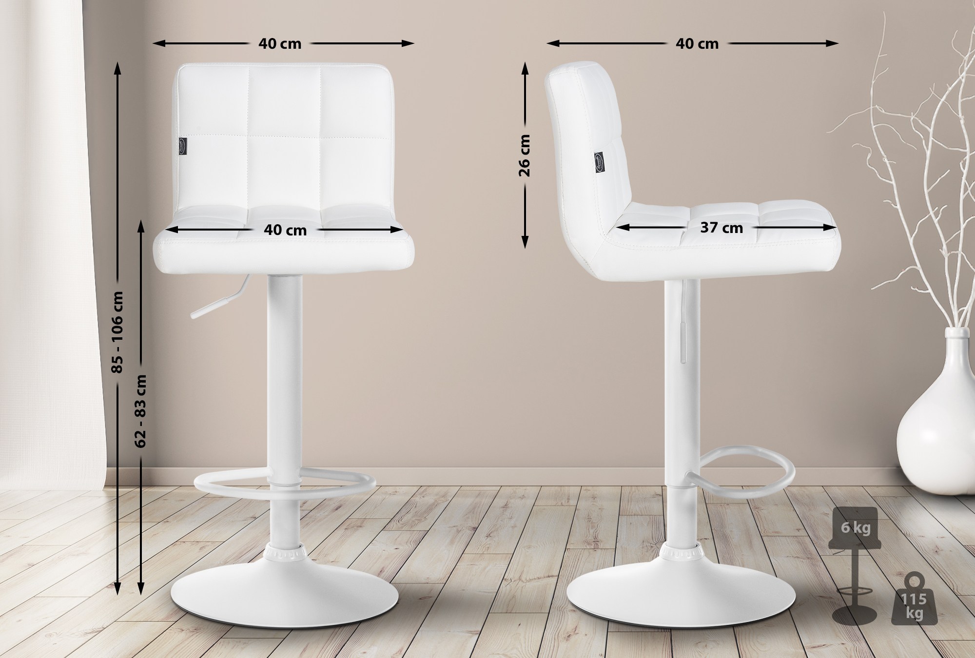 Lot de 2 tabourets de bar Feni similicuir
