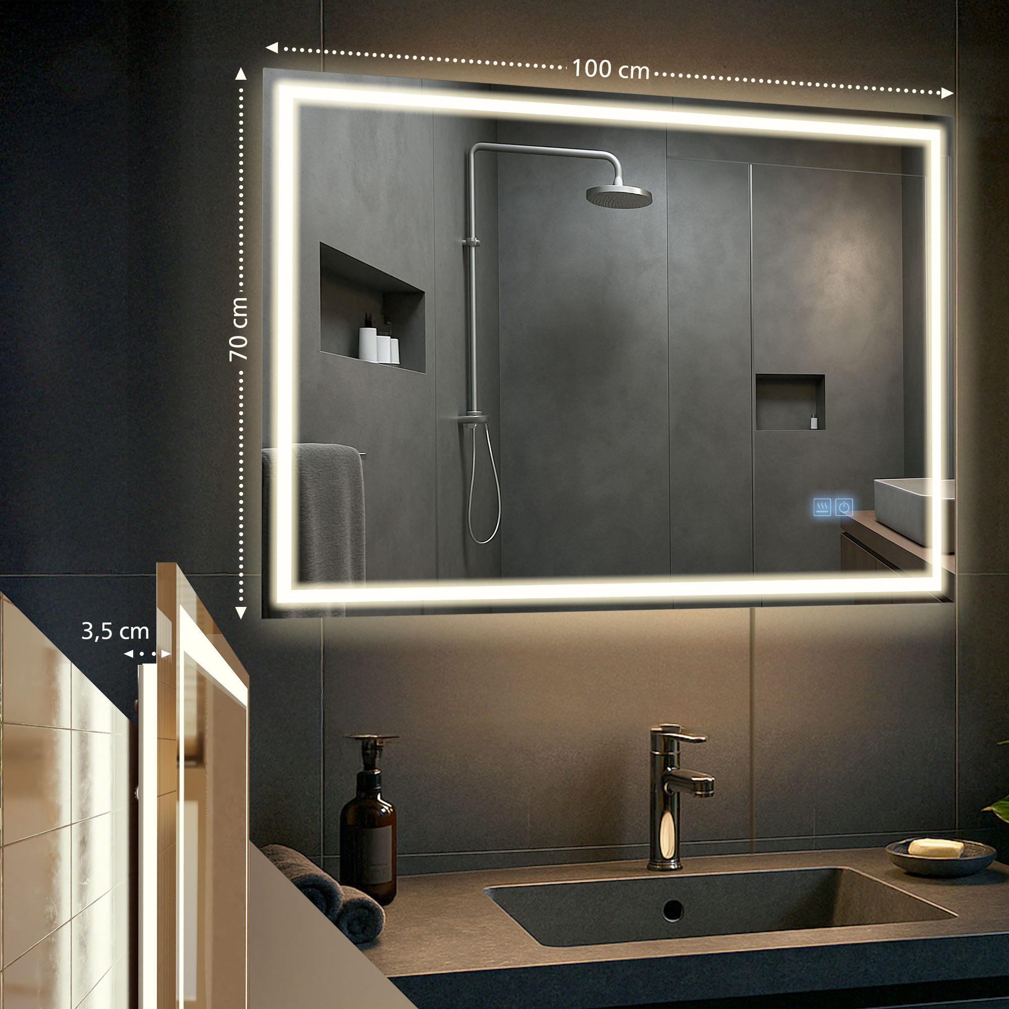Miroir de Salle de Bain Jaffrey avec Bluetooth