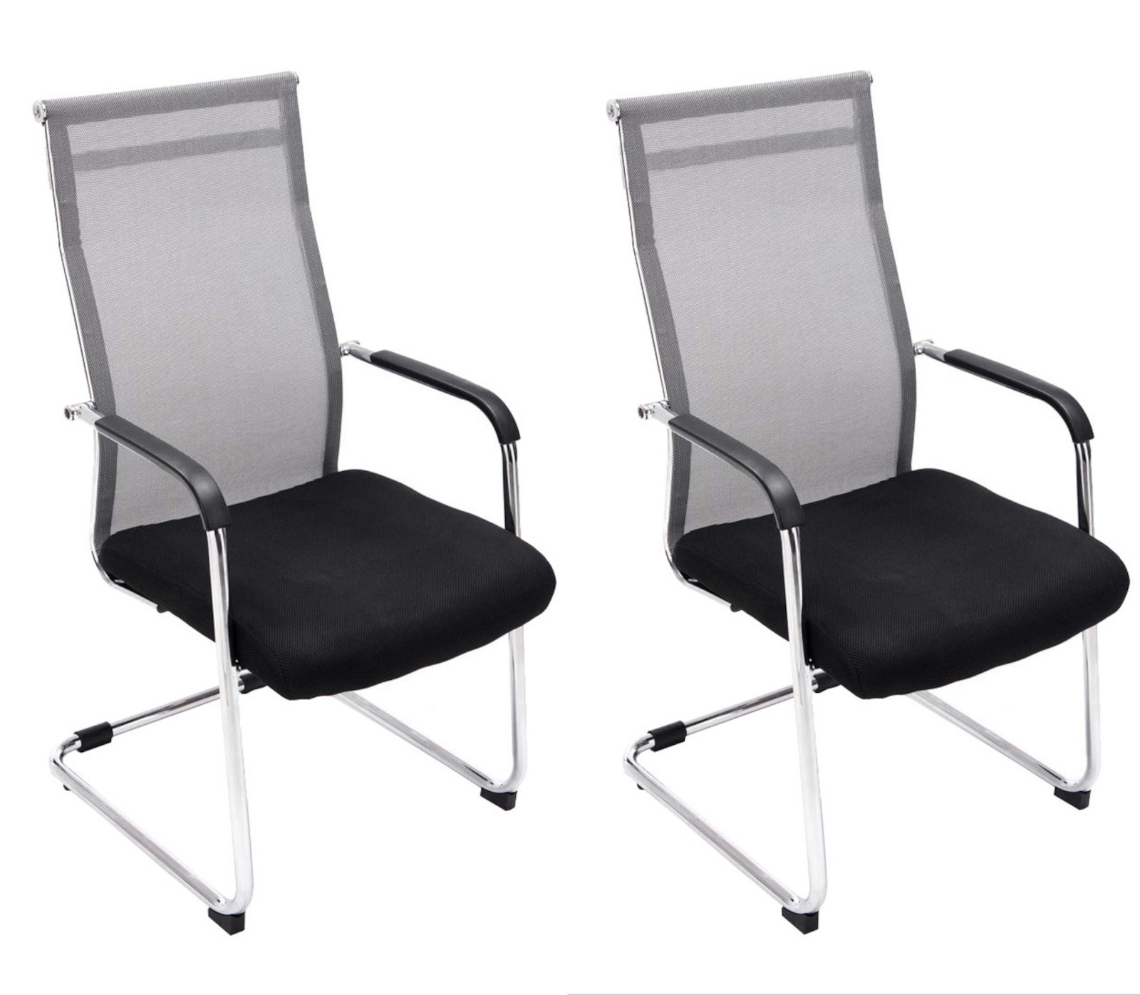 Lot de 2 Chaises cantilever Brenda avec revétement en maille et Pied luge en métal