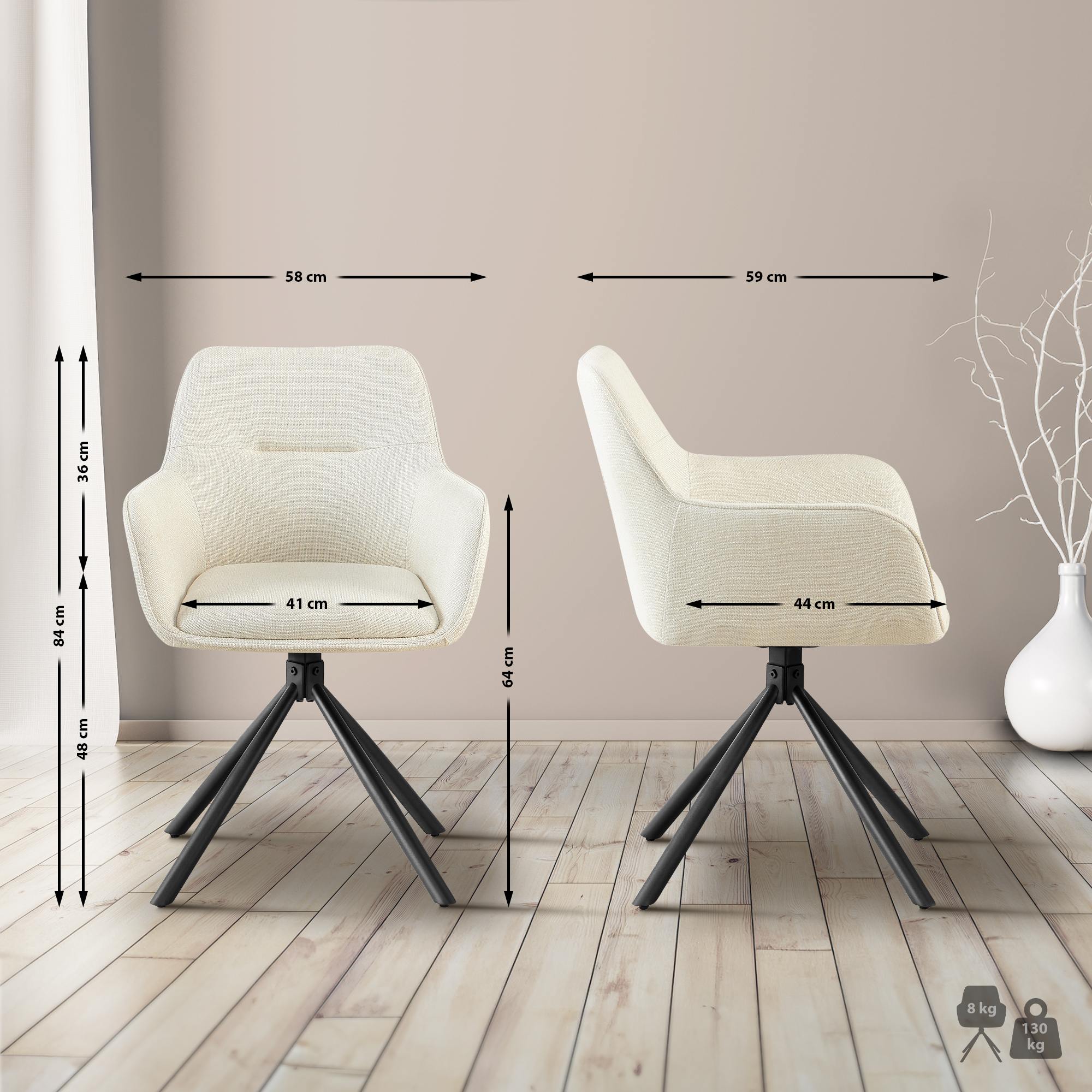Lot de 2 chaises Tipton tissu