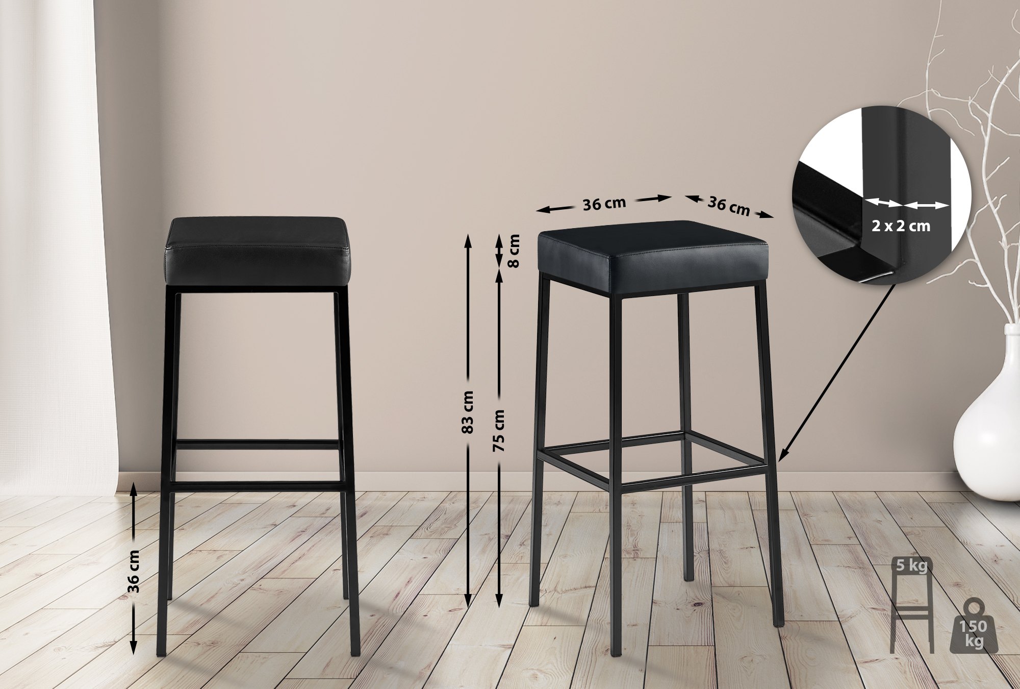 Tabouret de bar Montreal revêtement similicuir