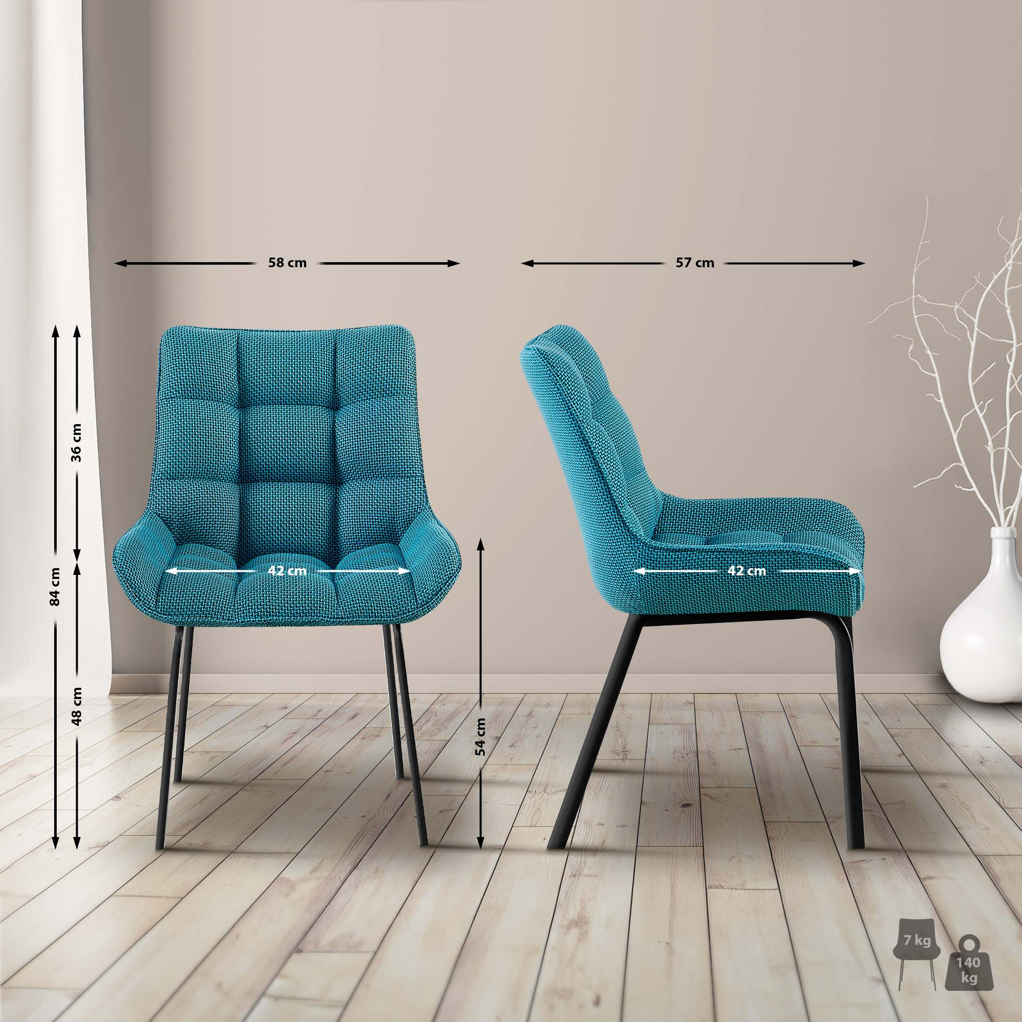 Lot de 2 chaises de salle à manger Saranda
