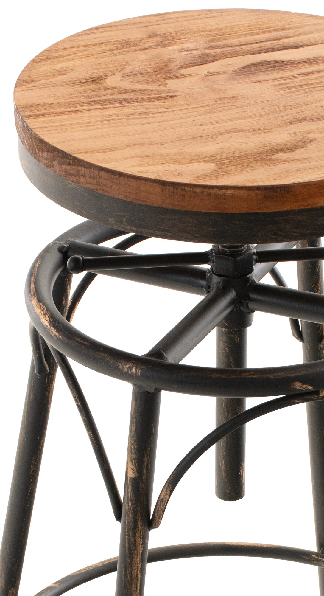 Lot de 2 tabourets de bar Beam avec assise en bois au style industriel