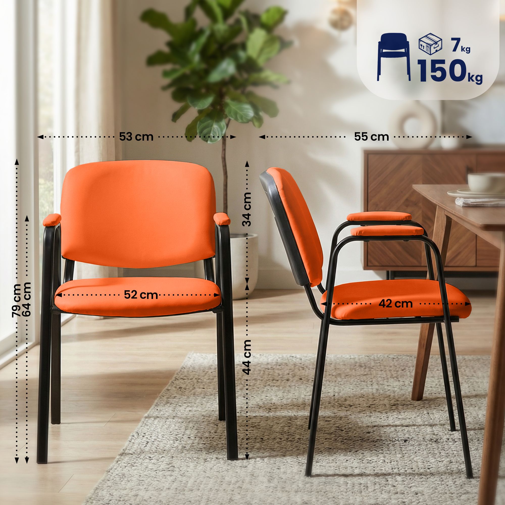 Lot de 4 chaises empilables Ken Pro en simili cuir