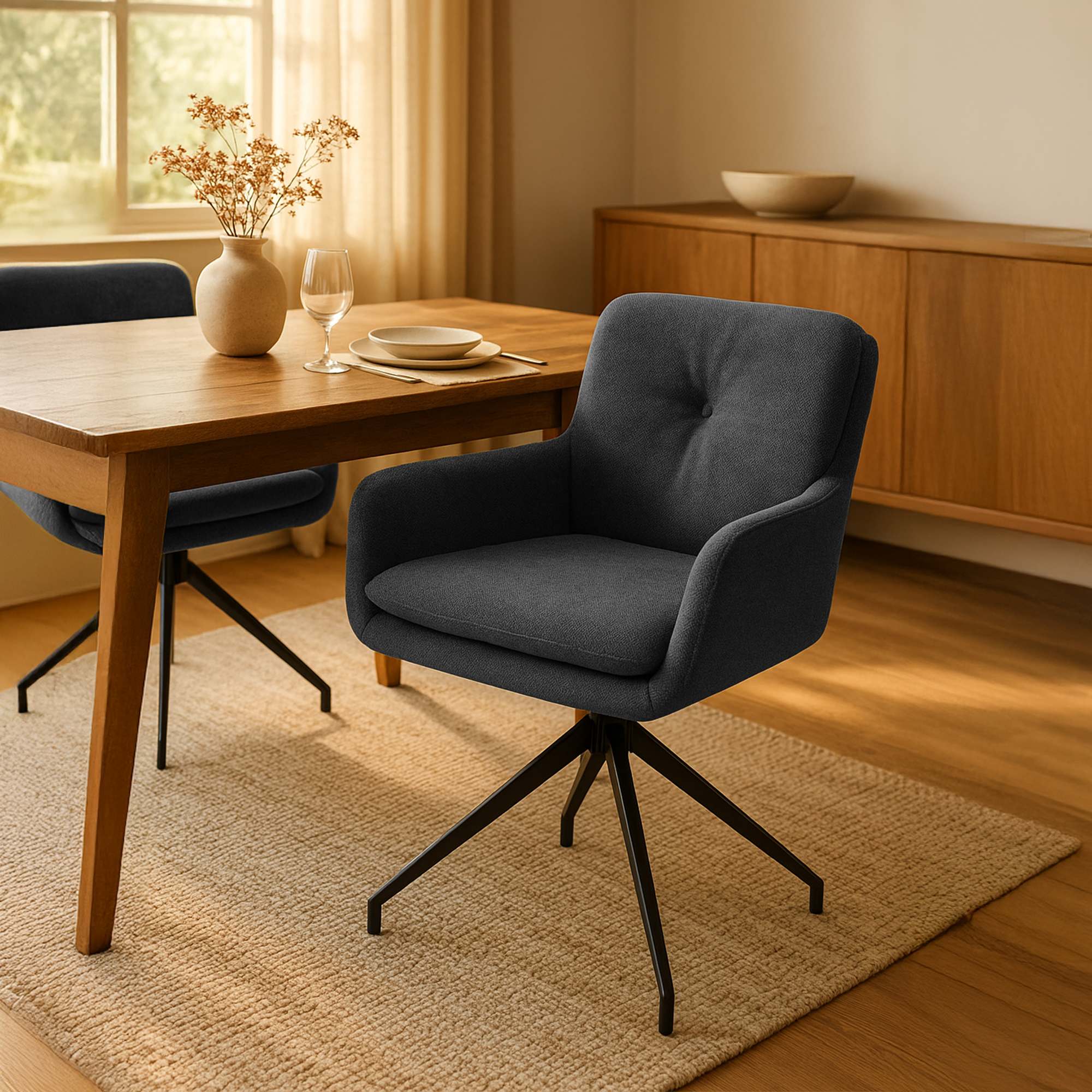 Lot de 2 chaises de salle à manger Pickett en tissu
