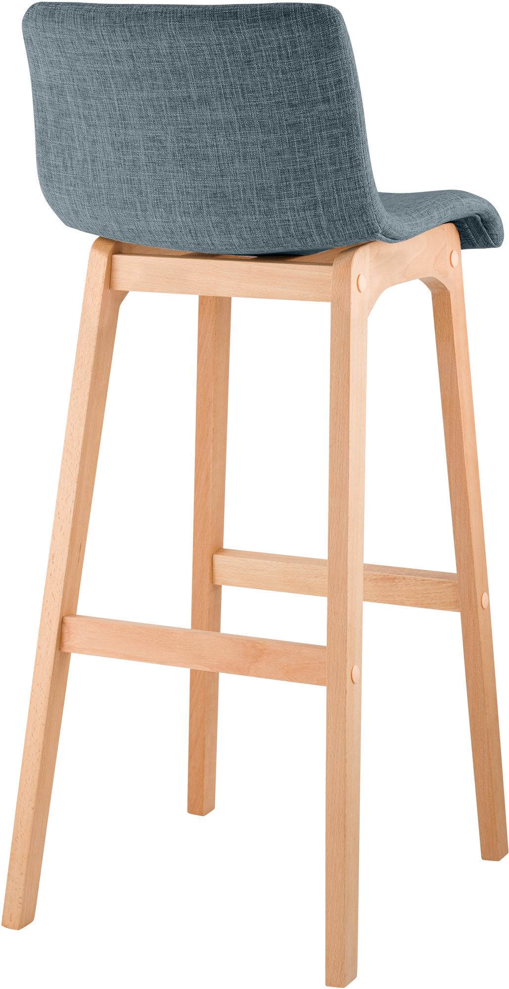 Lot de 2 tabourets de bar Hover en tissu, piètement à quatre pieds en bois naturel