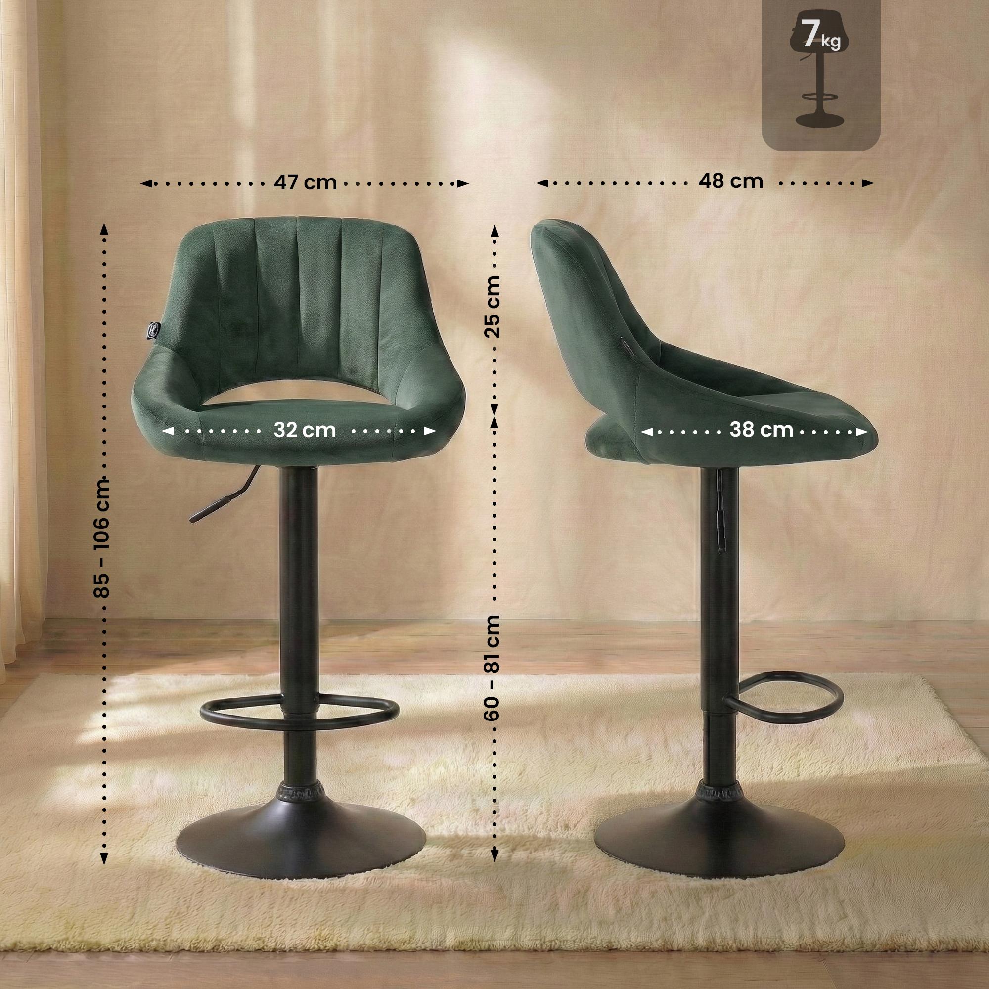 Lot de 2 tabourets de bar Milet en velours
