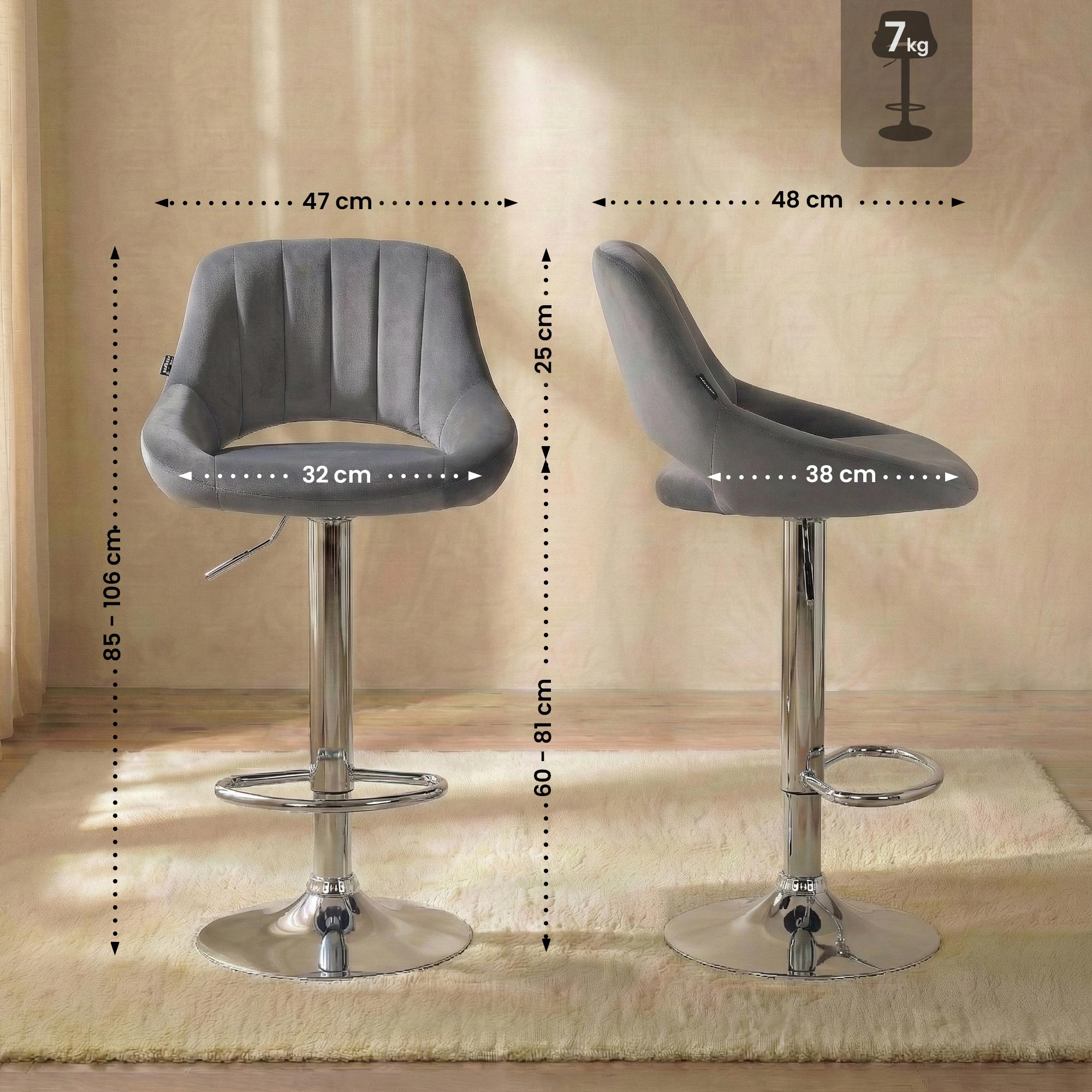 Lot de 2 tabourets de bar Milet en velours