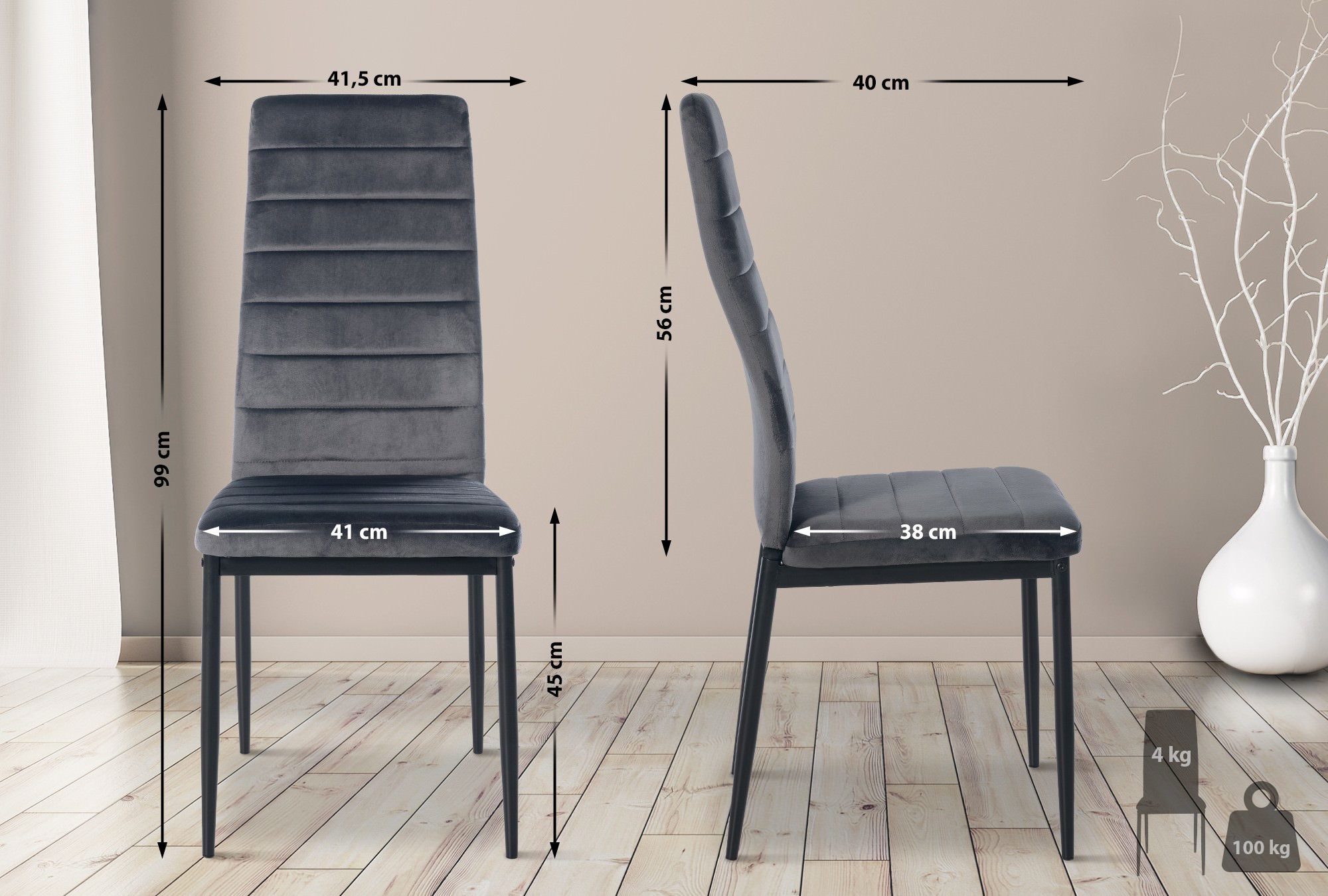 Lot de 4 chaises de salle à manger Mayfair