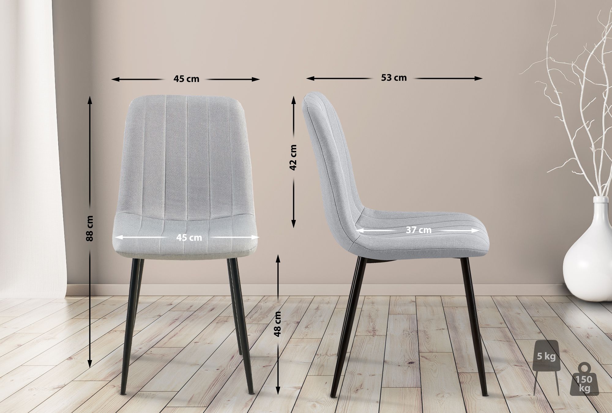 Chaise de salle à manger Dijon avec Piètement en métal noir