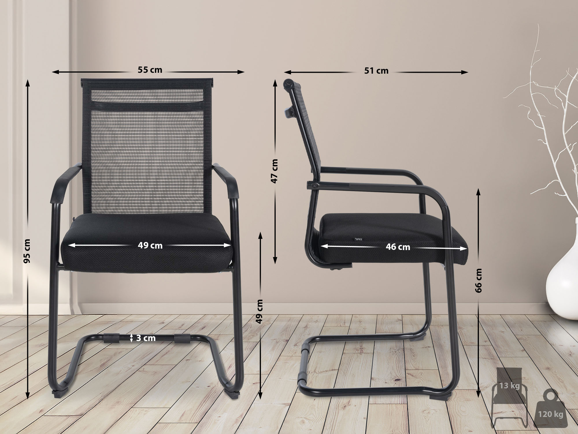 Lot de 2 chaises visiteurs Denny