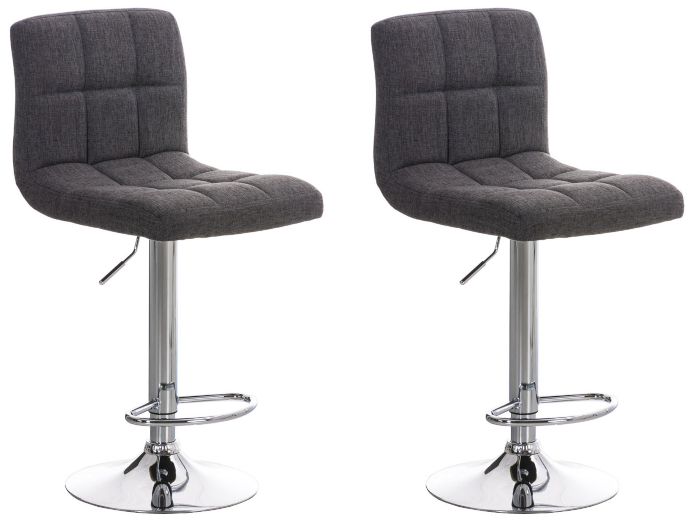 Lot de 2 Tabourets de bar Peru en Tissu Piètement Métal Pivotant et Ajustable