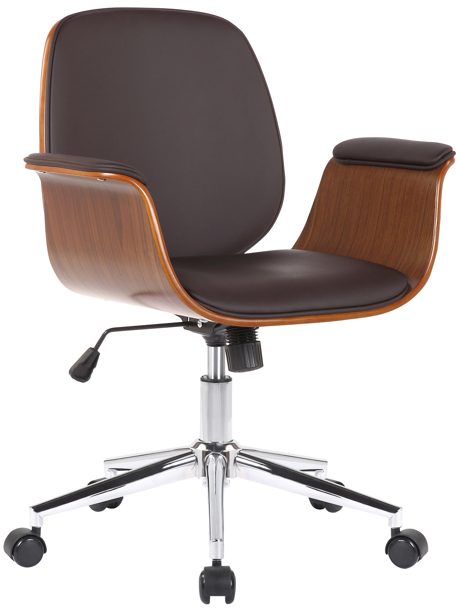 Fauteuil de bureau Kemberg en similicuir avec coque d'assise en bois