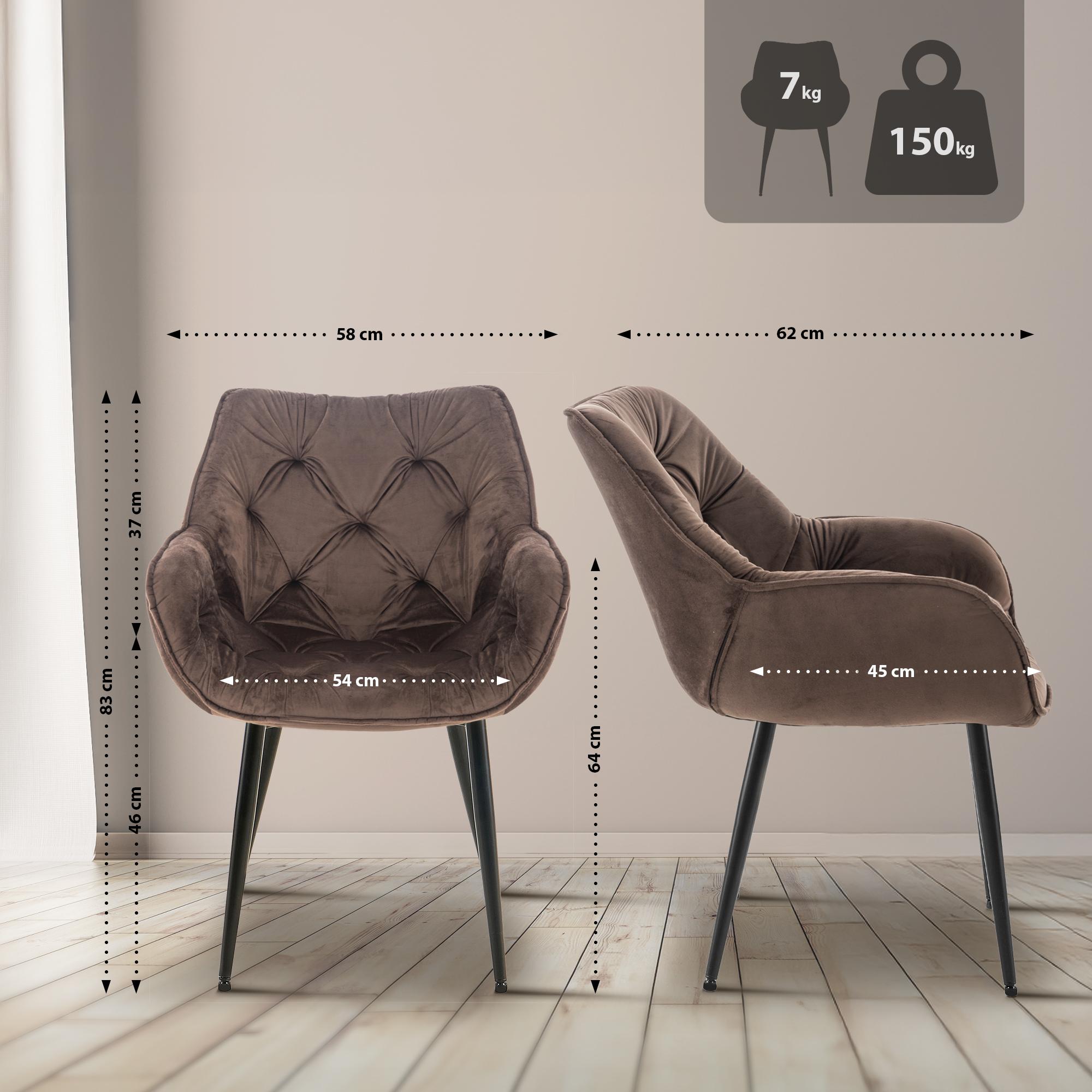 Lot de 2 chaises Tanna velours