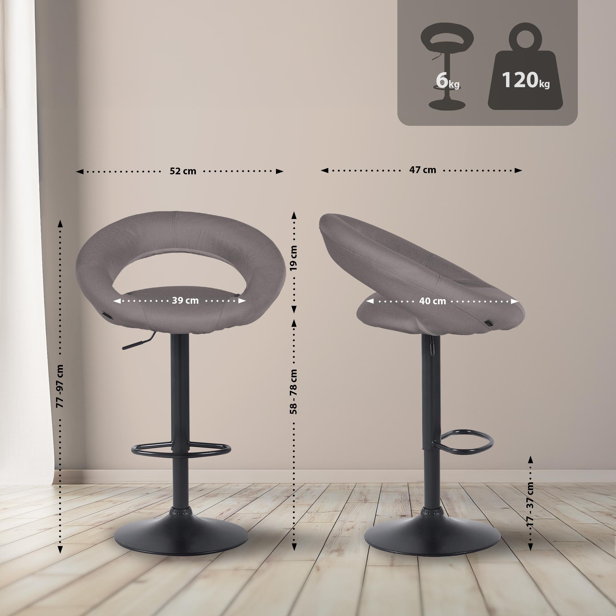 Lot de 2 tabourets de bar Olinda tissu