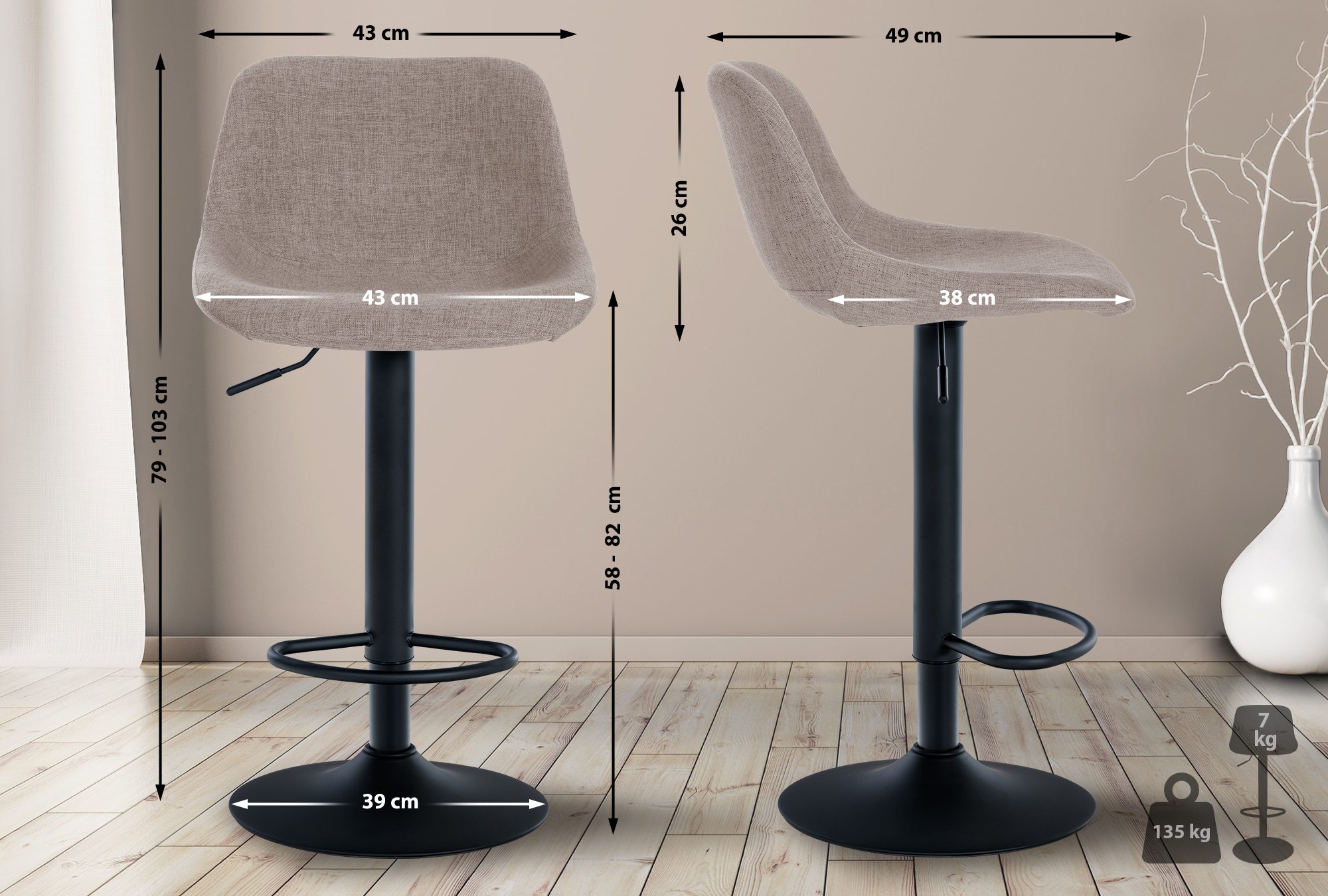 Lot de 2 tabourets de bar Loft