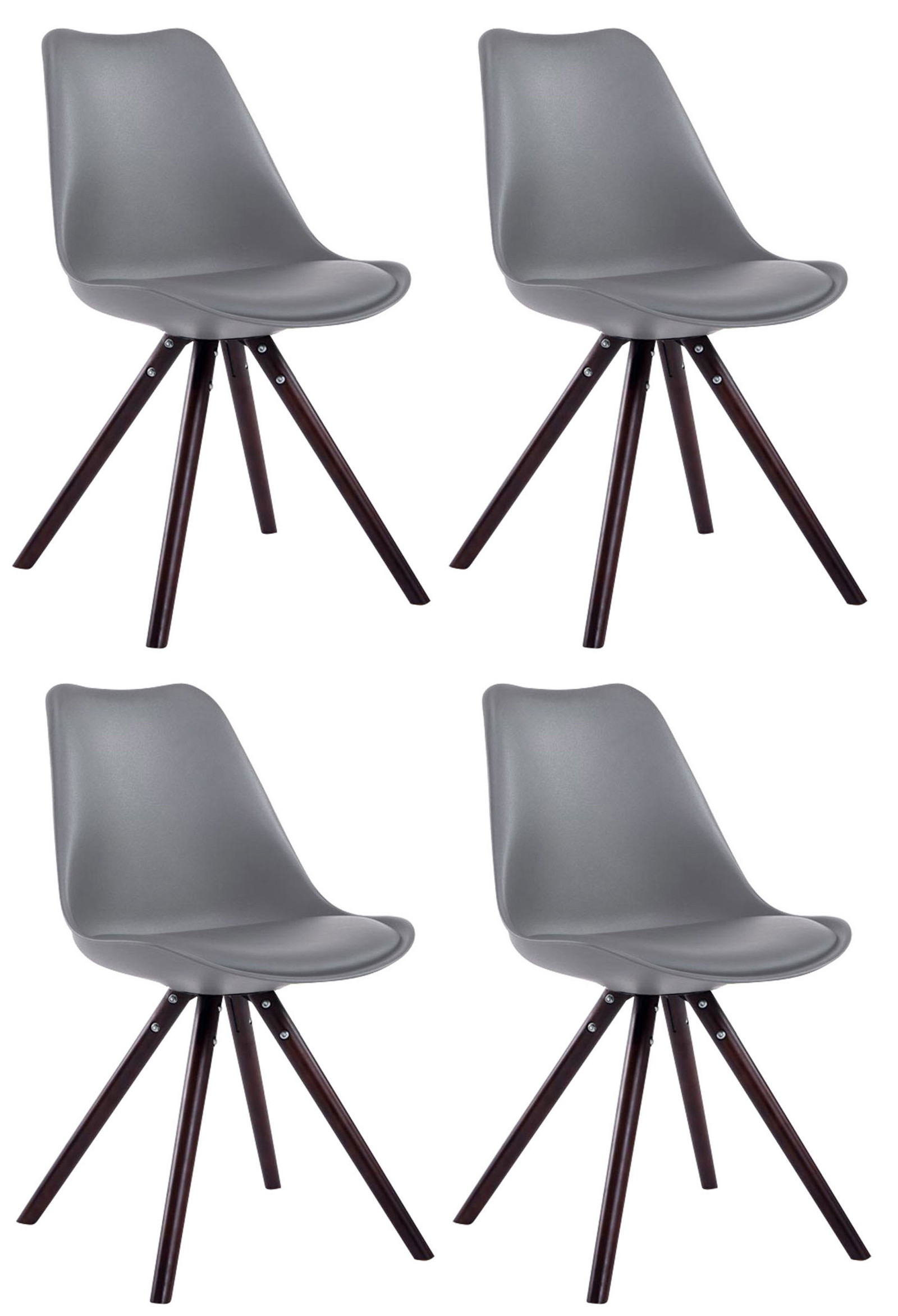 Lot de 4 Chaises de salle à manger Toulouse Similicuir Pieds ronds bois