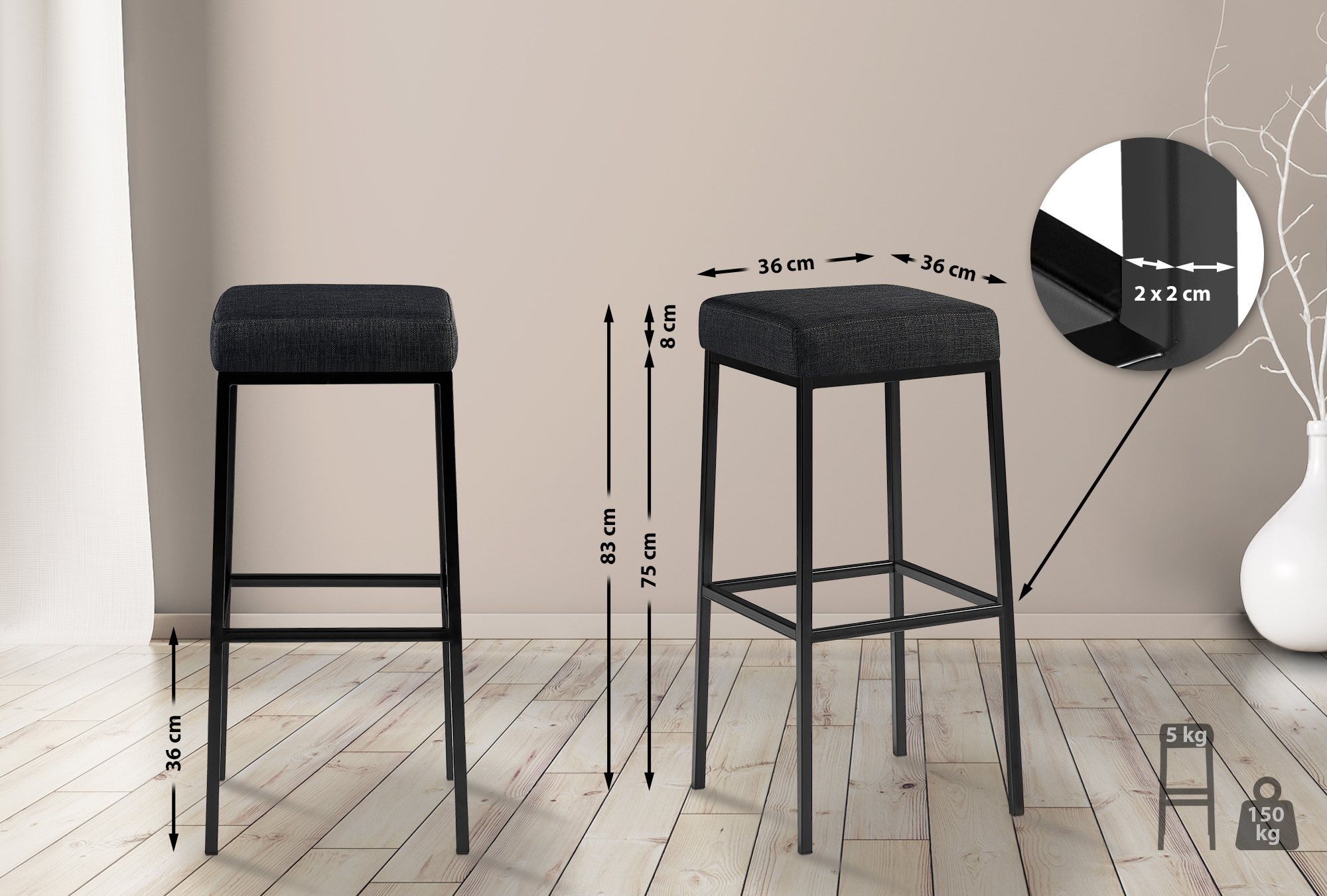 Tabouret de bar Montreal tissu