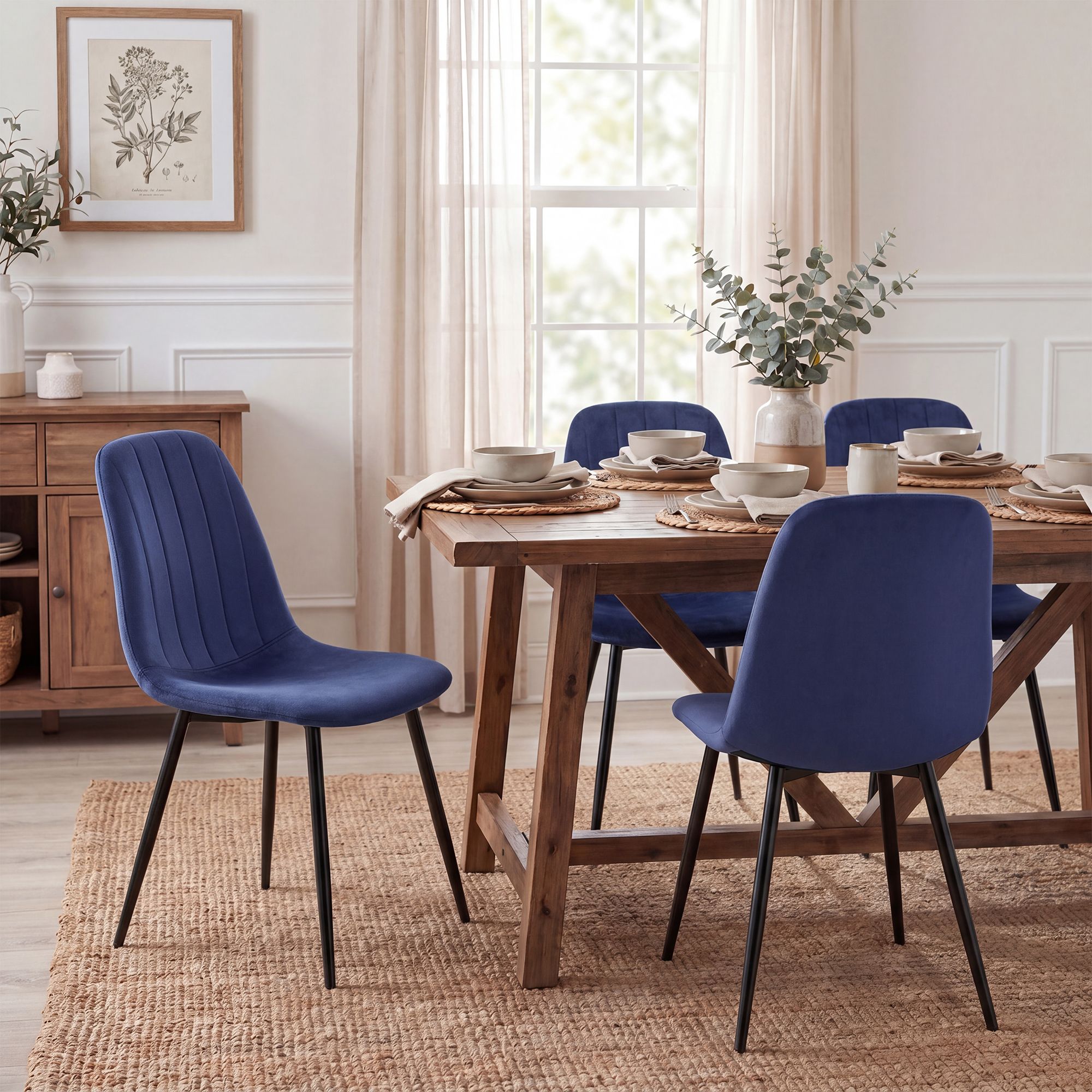 Lot de 4 chaises de salle a manger Baxter en velours