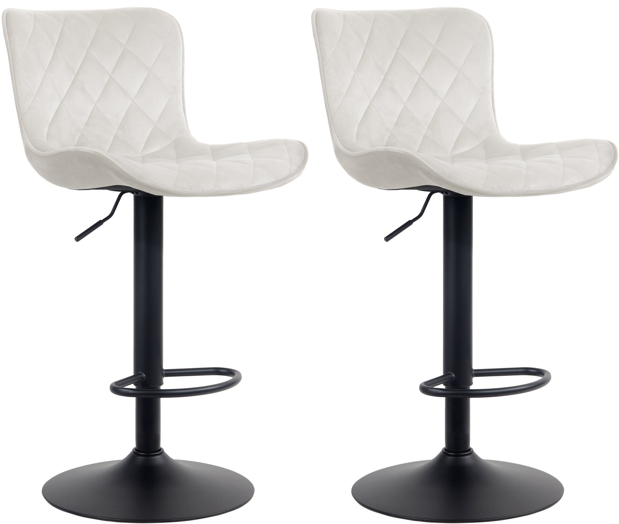 Lot de 2 Tabourets de bar Emma Pied Métal Hauteur Réglable Pivotant