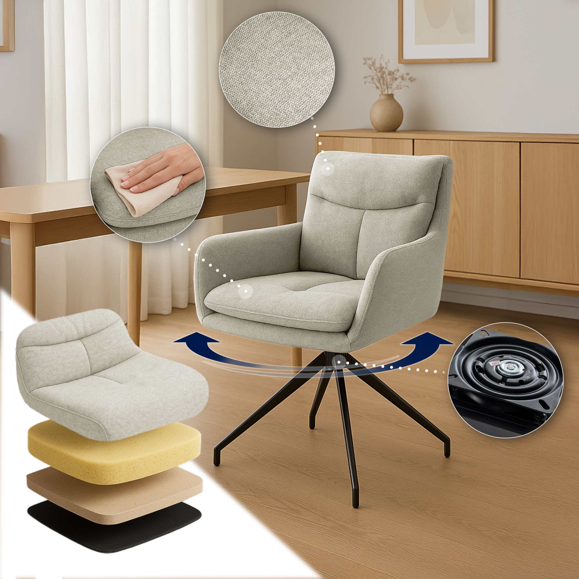 Lot de 2 chaises de salle à manger Somers tissu