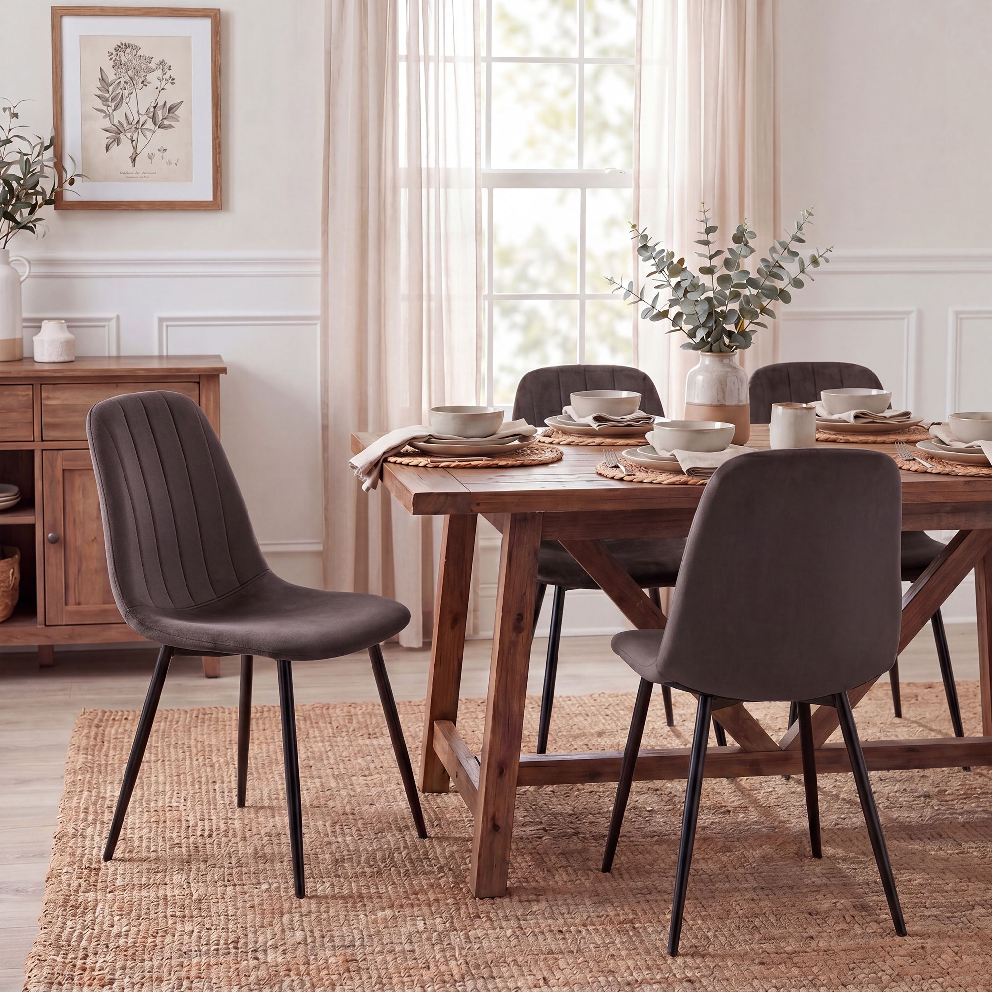 Lot de 4 chaises de salle a manger Baxter en velours