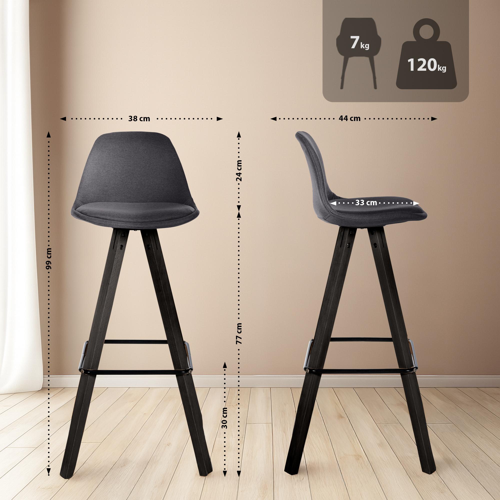 Lot de 2 tabourets de bar Corbin en tissu carré