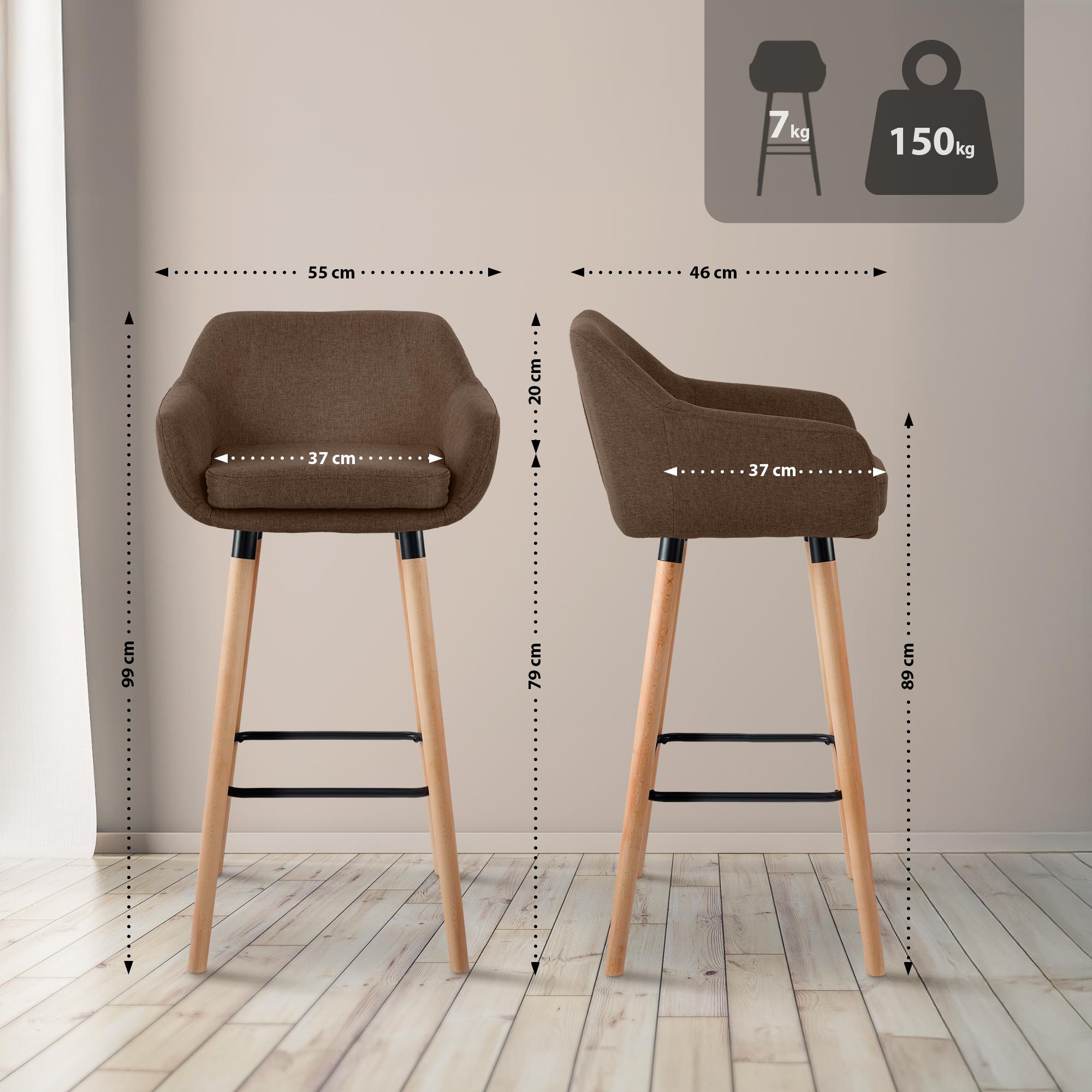Lot de 2 tabourets de bar Grant en tissu
