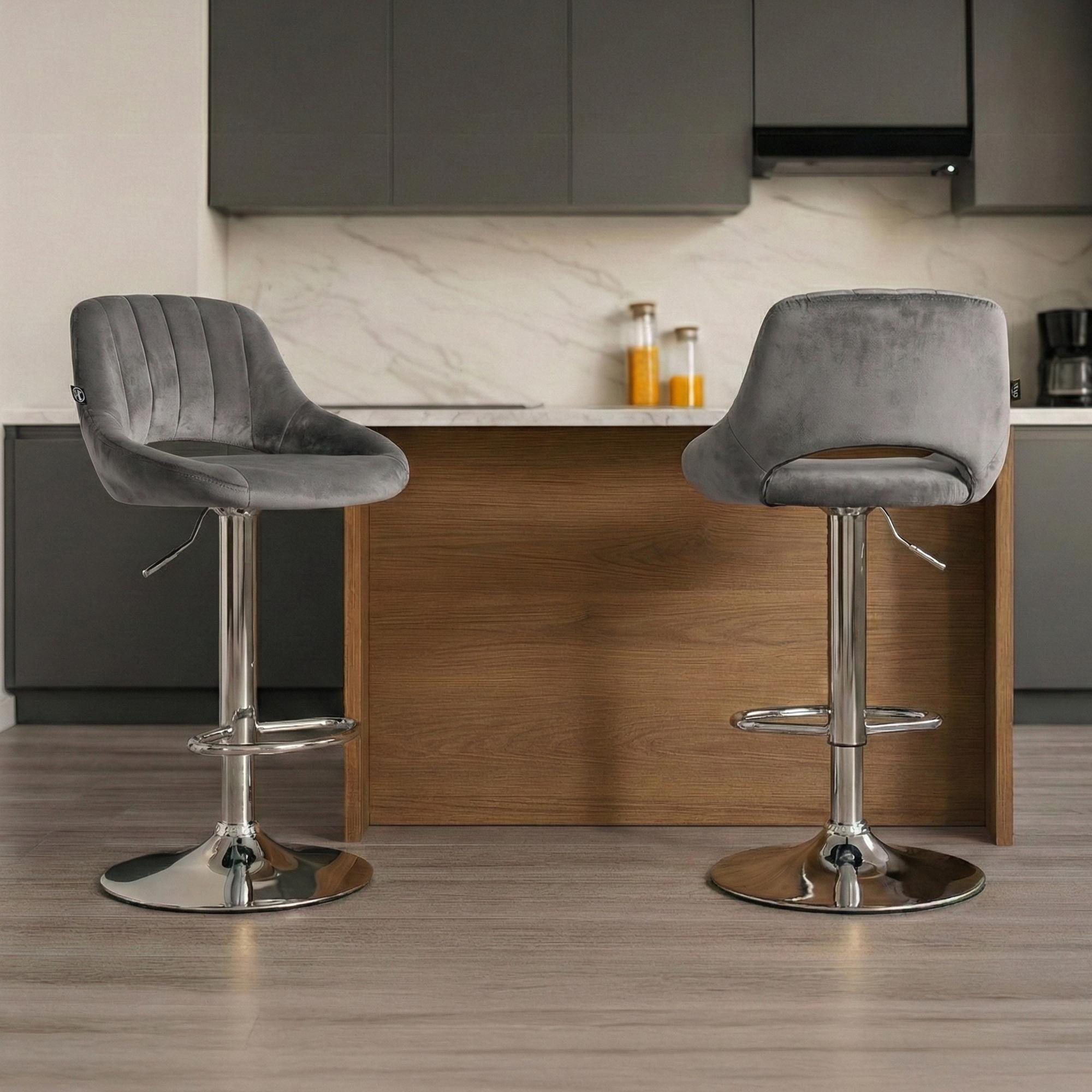 Lot de 2 tabourets de bar Milet en velours