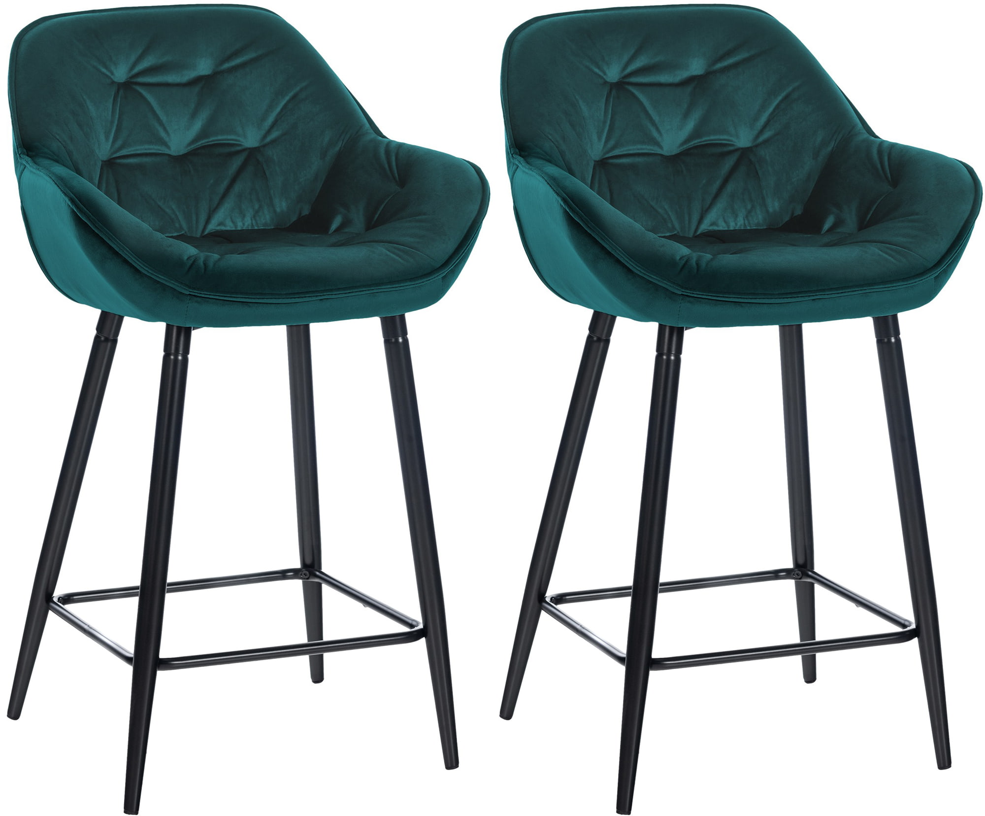 Lot de 2 tabourets de bar Gibson velours hauteur d'assise 76 cm