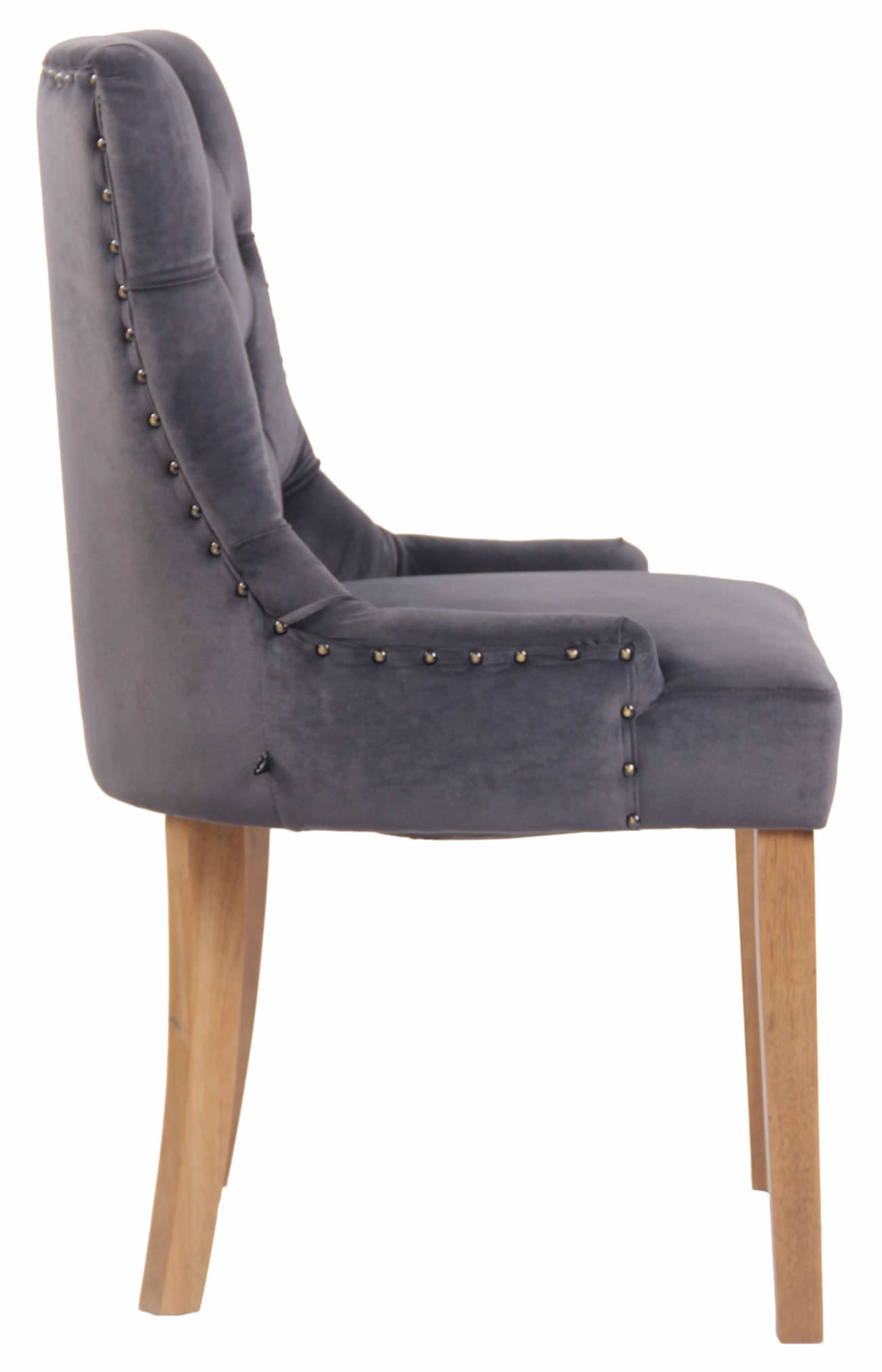 Lot de 4 Chaises de salle à manger Aberdeen en Velours Piètement en bois d'hévéa