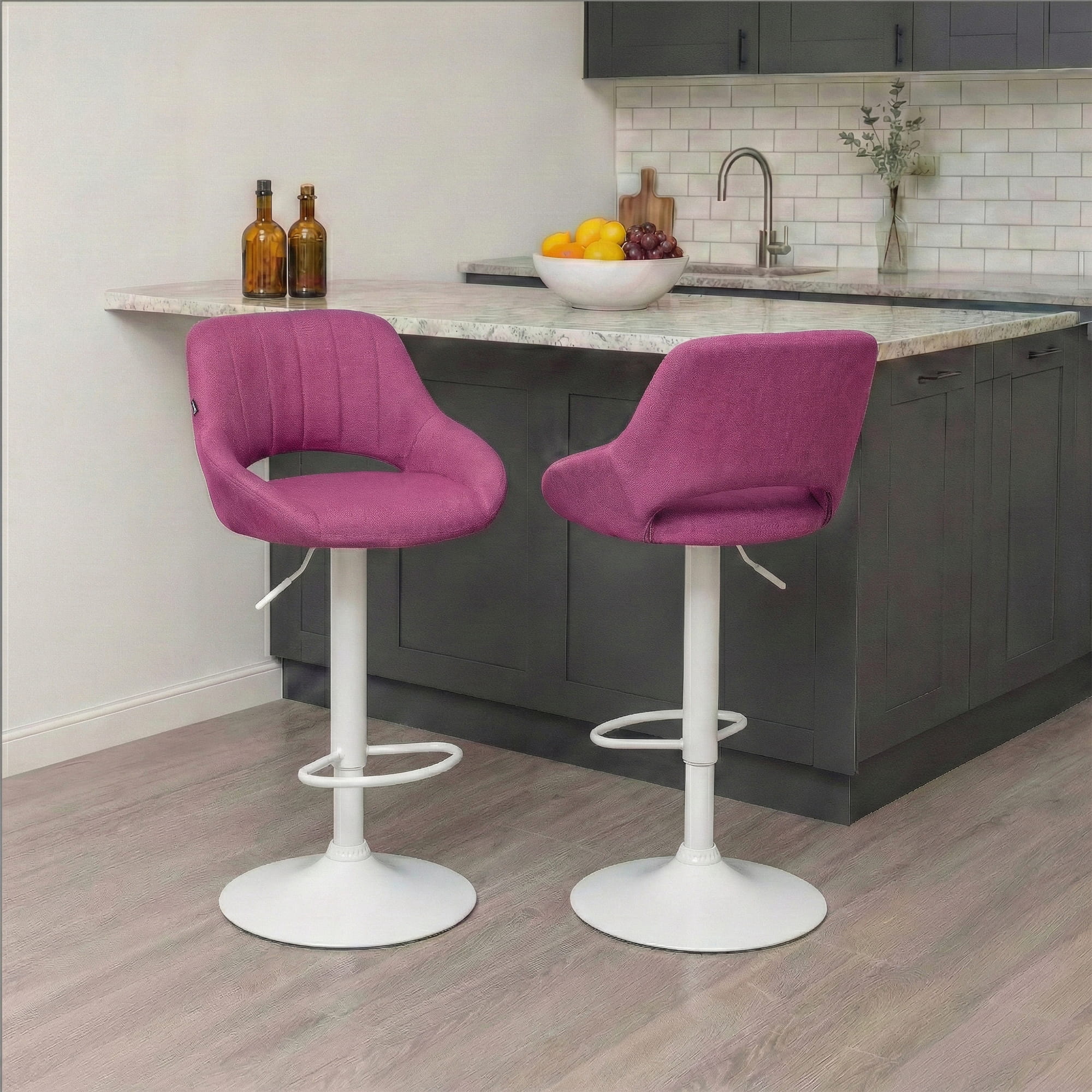 Lot de 2 tabourets de bar Milet en tissu
