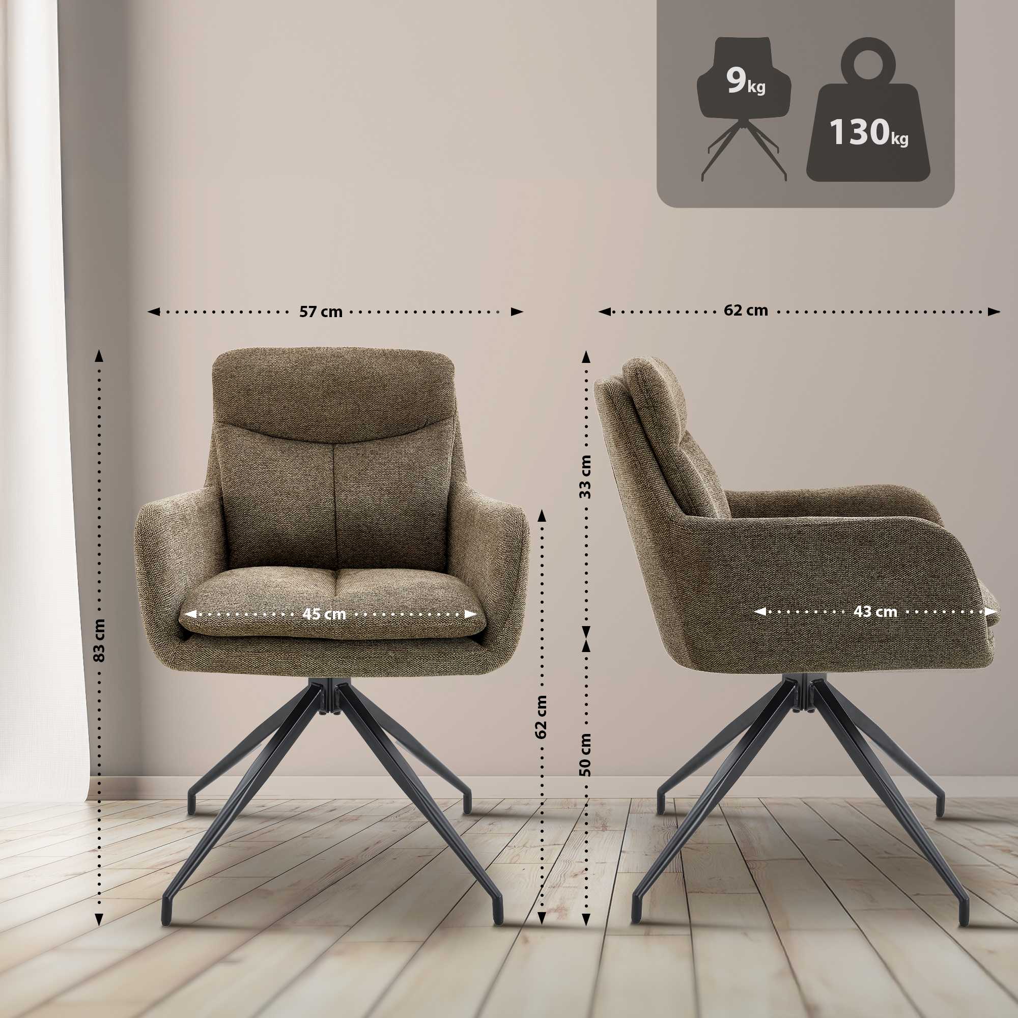Lot de 2 chaises de salle à manger Somers tissu