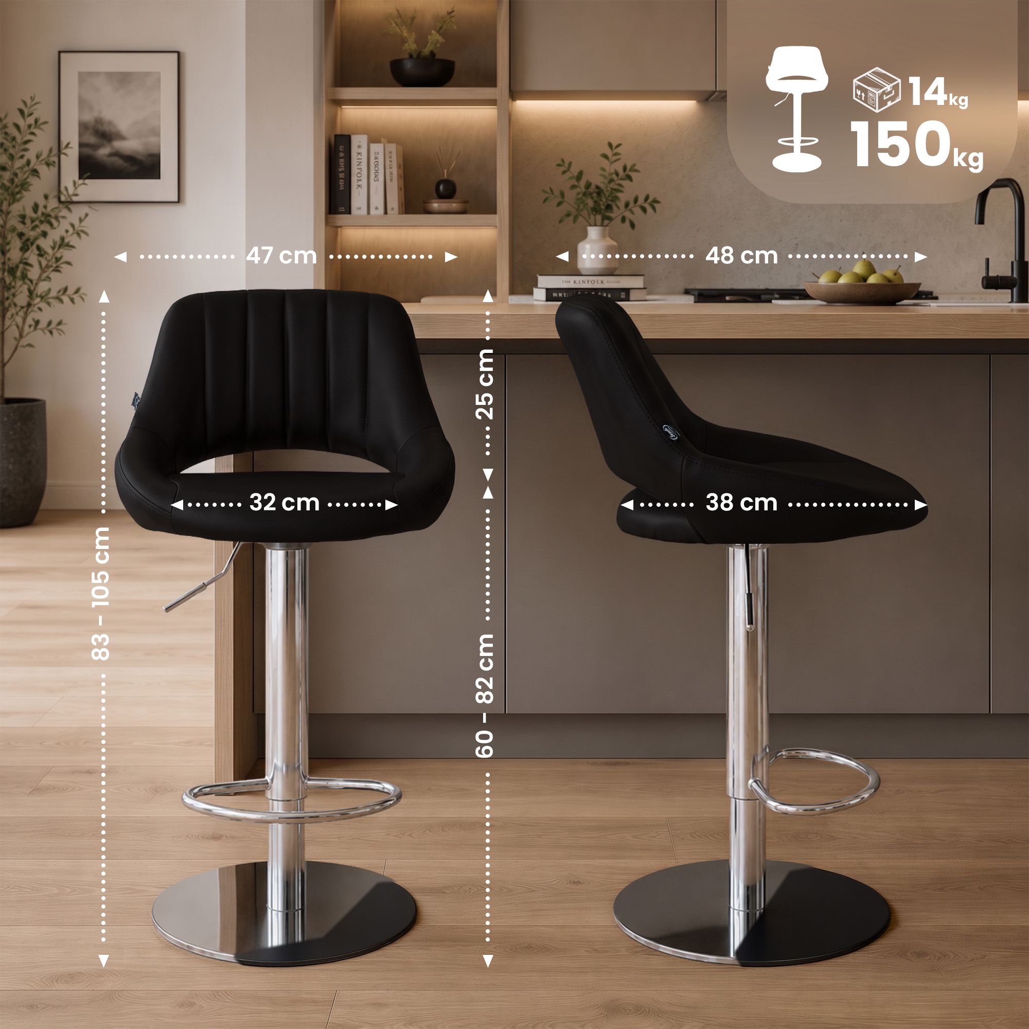 Tabouret de bar Milet avec structure stable chromée