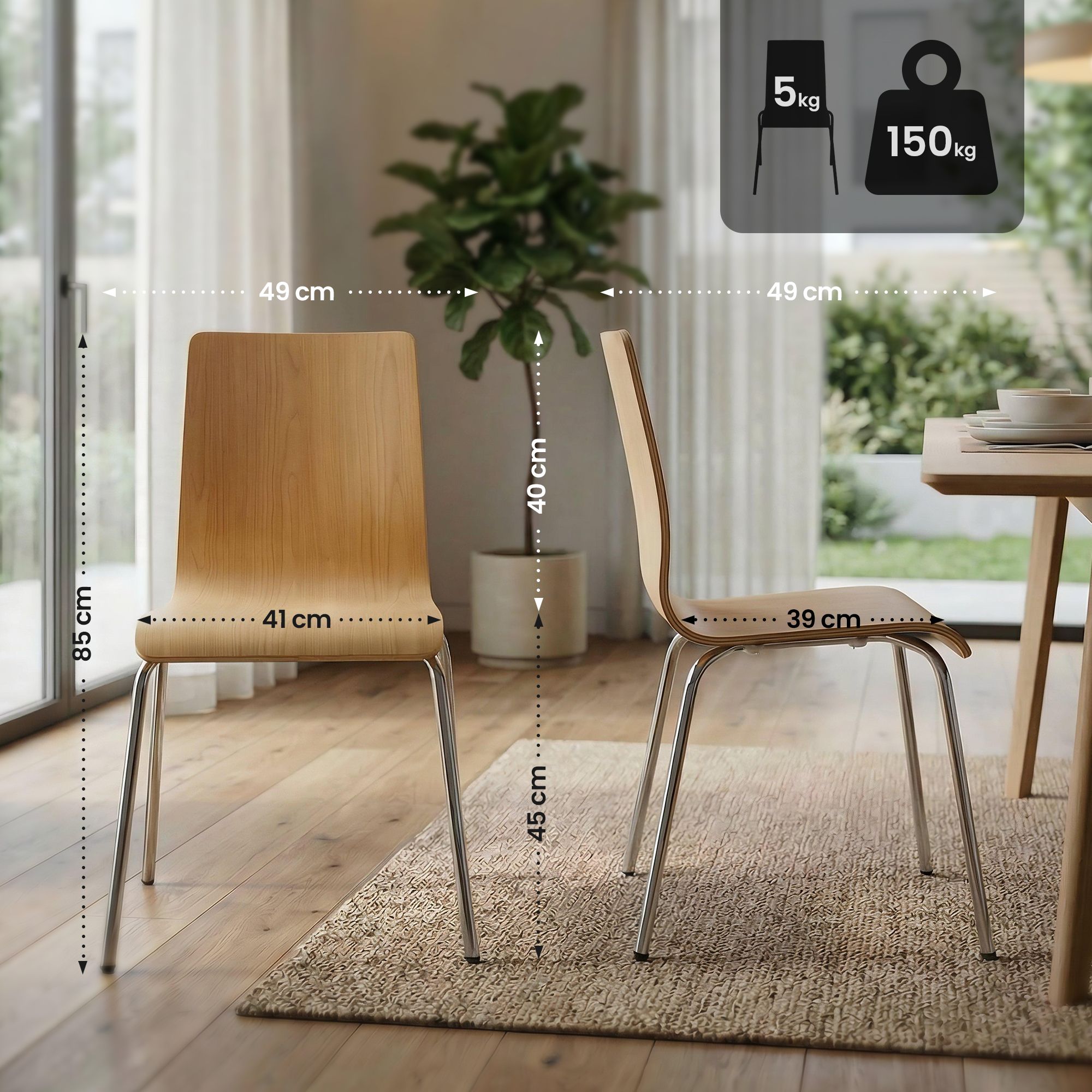 Lot de 4 chaises empilables Gahanna
