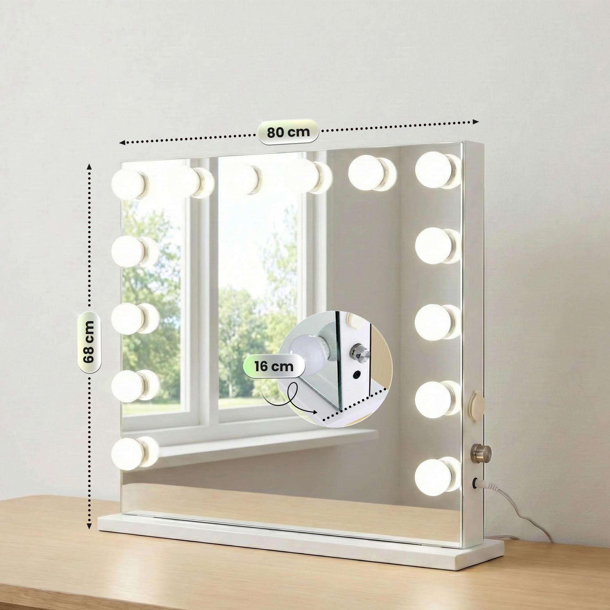 Miroir Led de Maquillage Palmdale avec lumière réglable et port USB