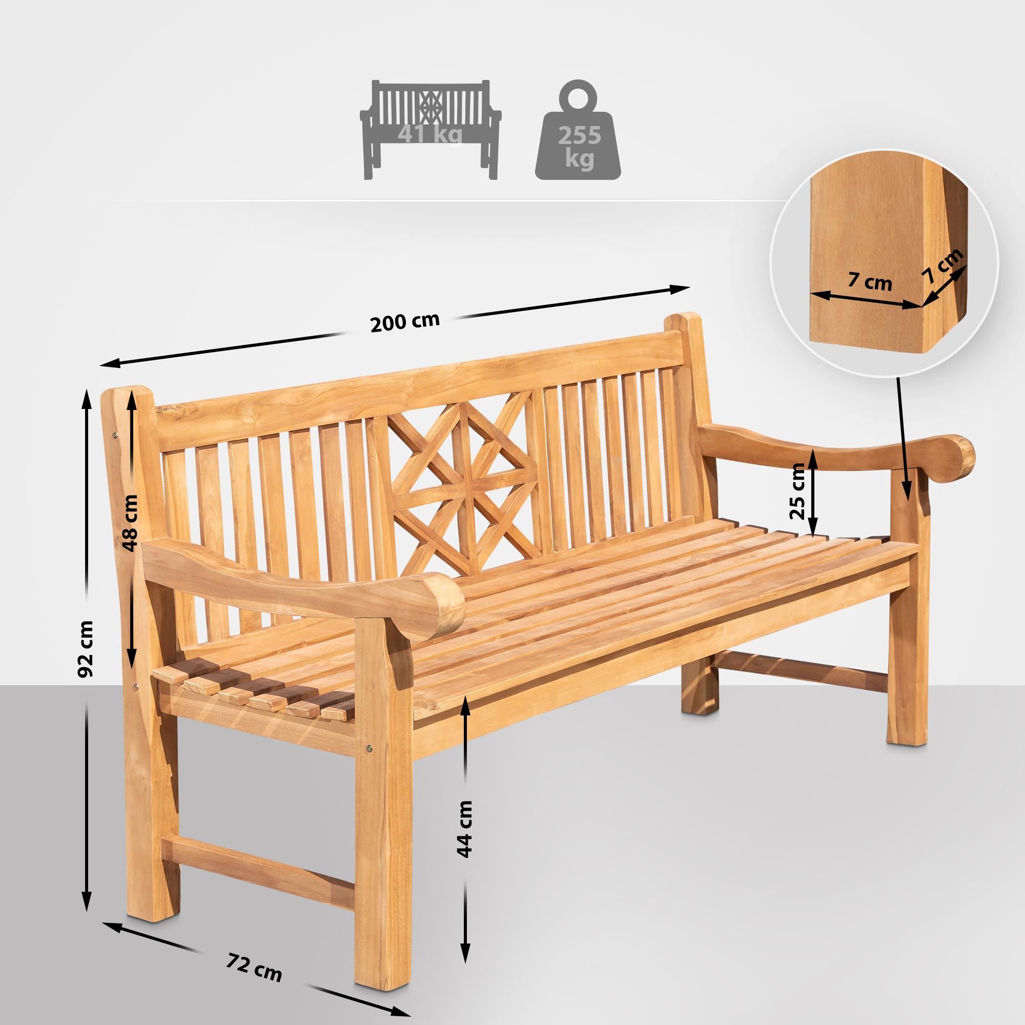 Banc de jardin en bois de teck Florida