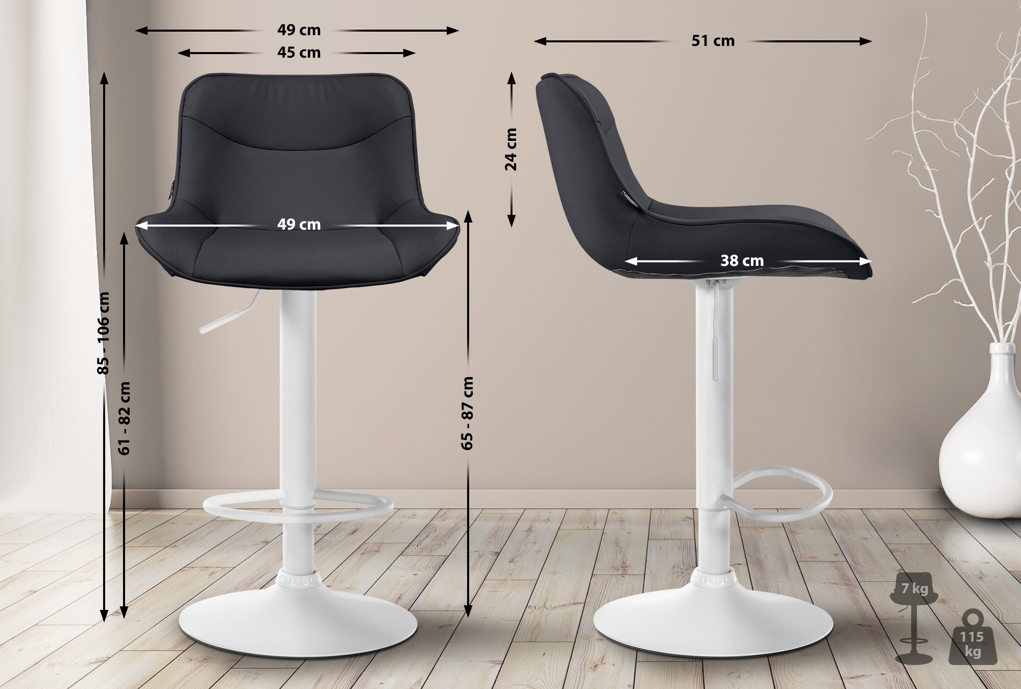 Tabouret de bar Vonore similicuir