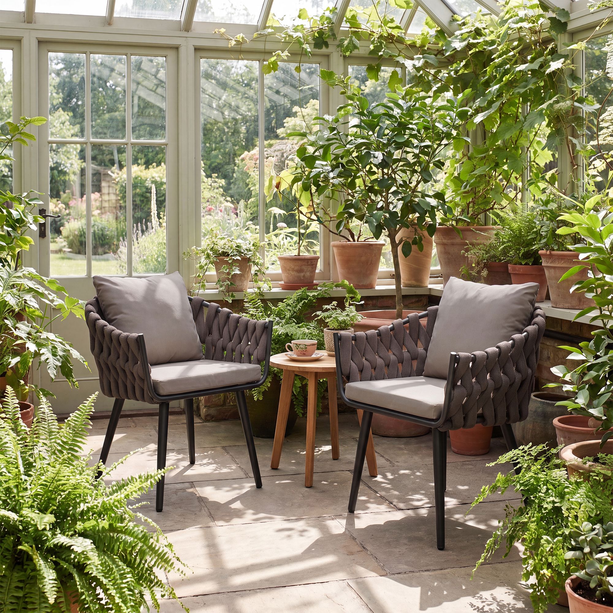 Fauteuil de jardin Naxos taupe avec coussin d'assise