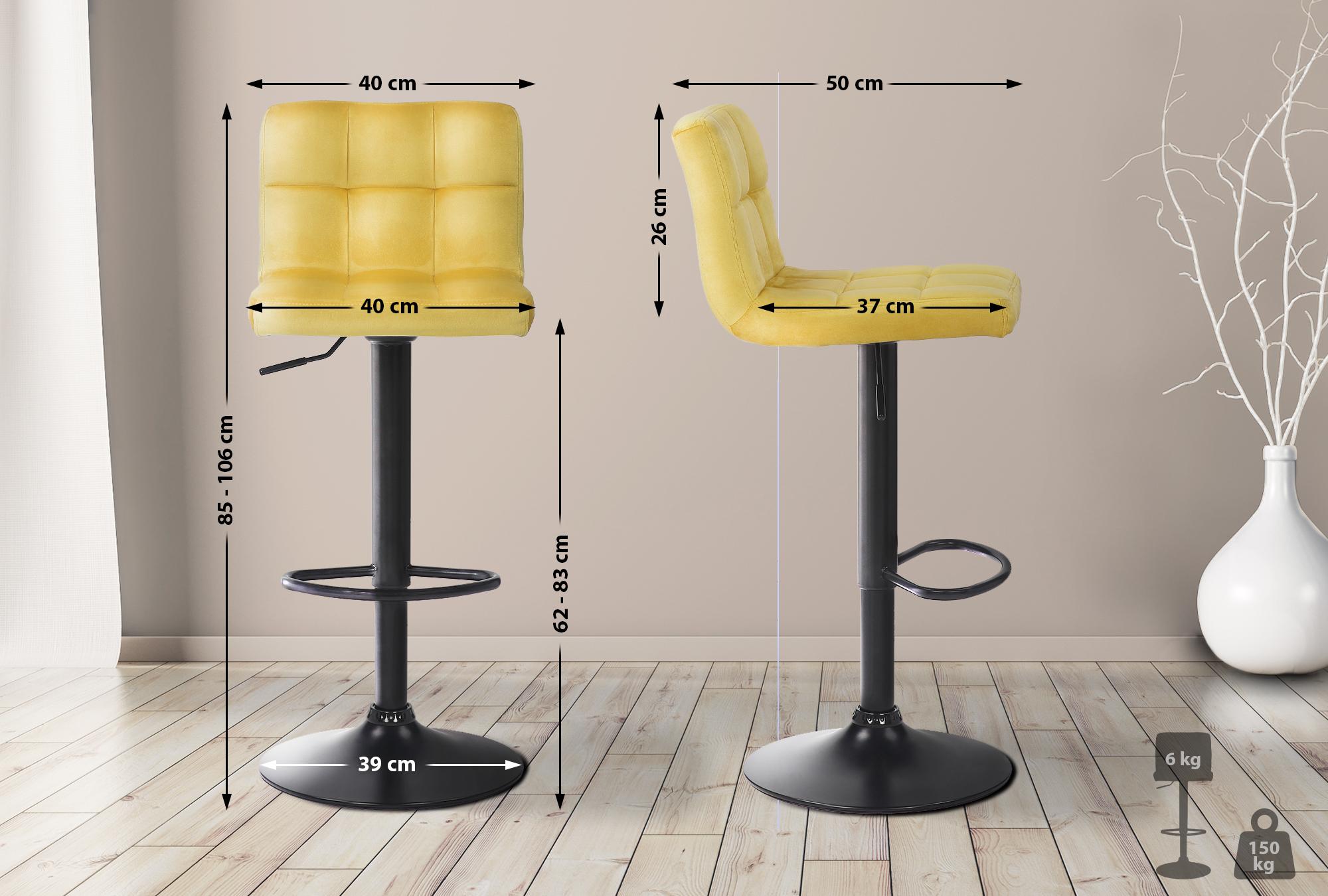 Lot de 4 tabourets de bar Feni velours