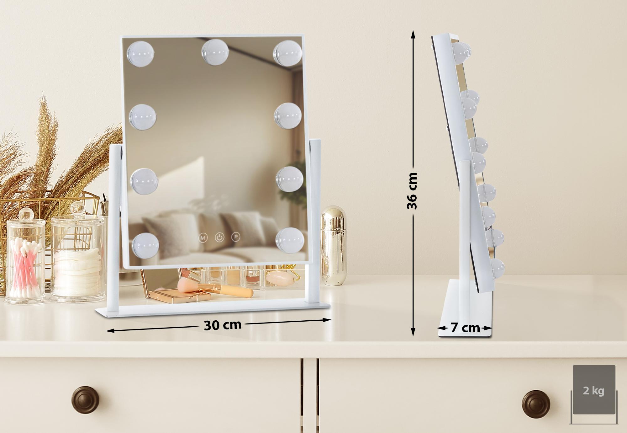 Miroir Led de Maquillage Majuro avec lumière réglable et écran tactile