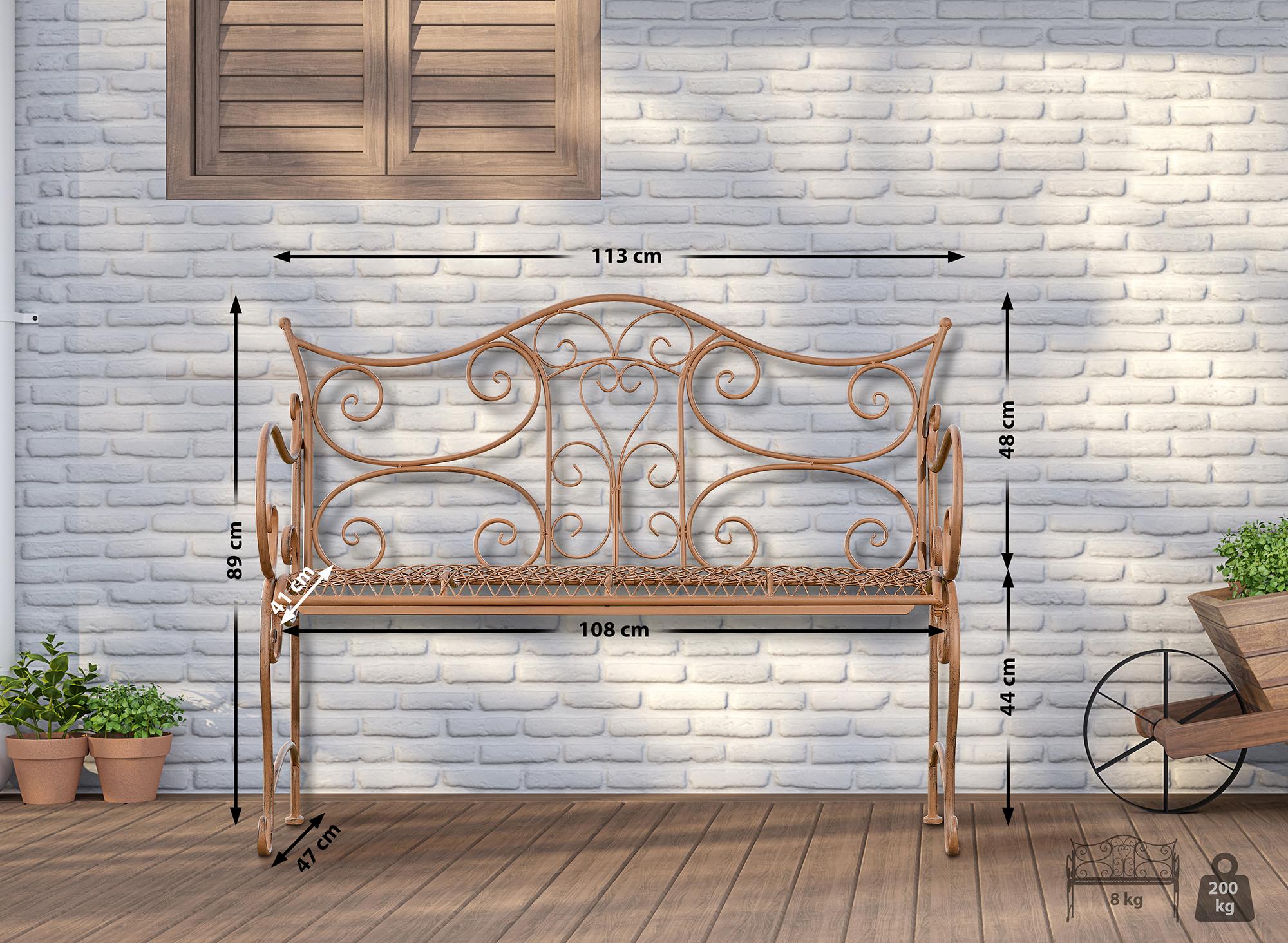 Banc de jardin au style antique Tara en fer forgé